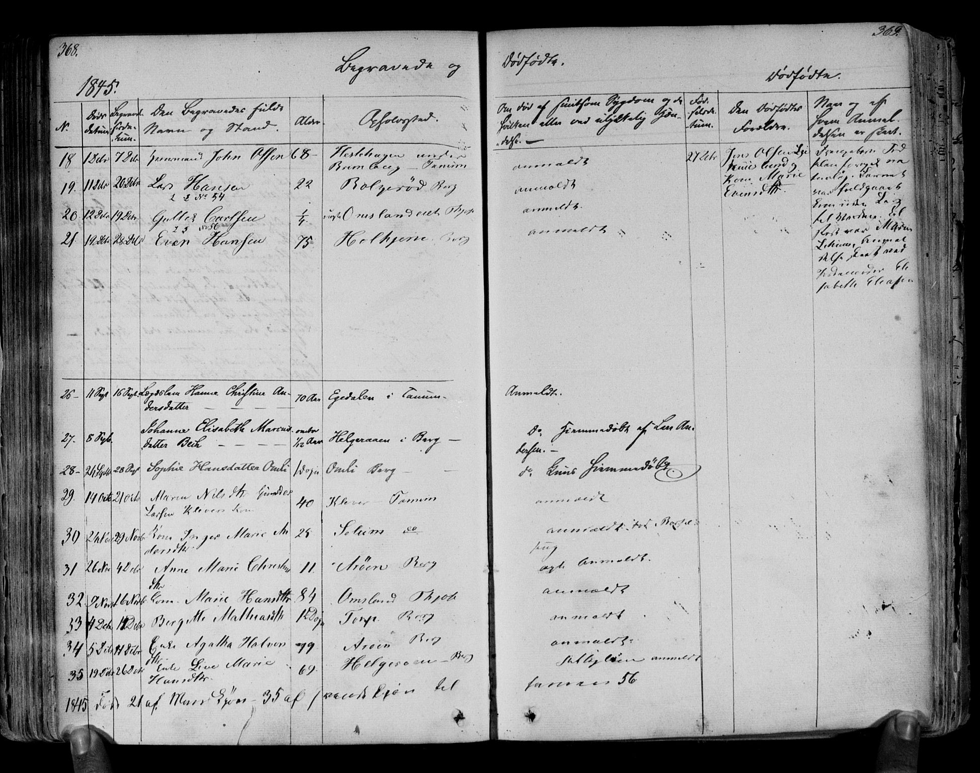 Brunlanes kirkebøker, SAKO/A-342/F/Fa/L0003: Parish register (official) no. I 3, 1834-1845, p. 368-369
