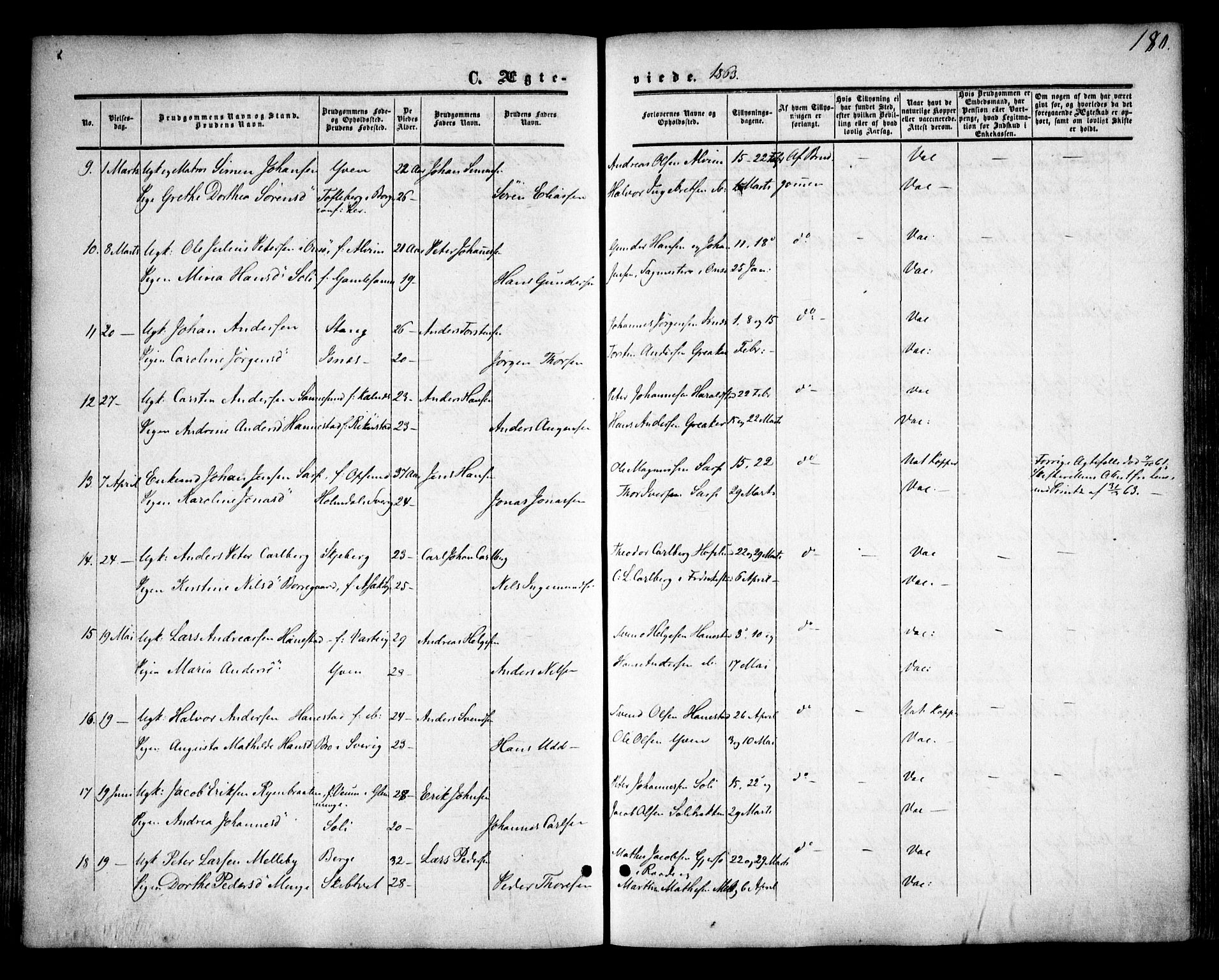 Tune prestekontor Kirkebøker, SAO/A-2007/F/Fa/L0013: Parish register (official) no. 13, 1859-1863, p. 180