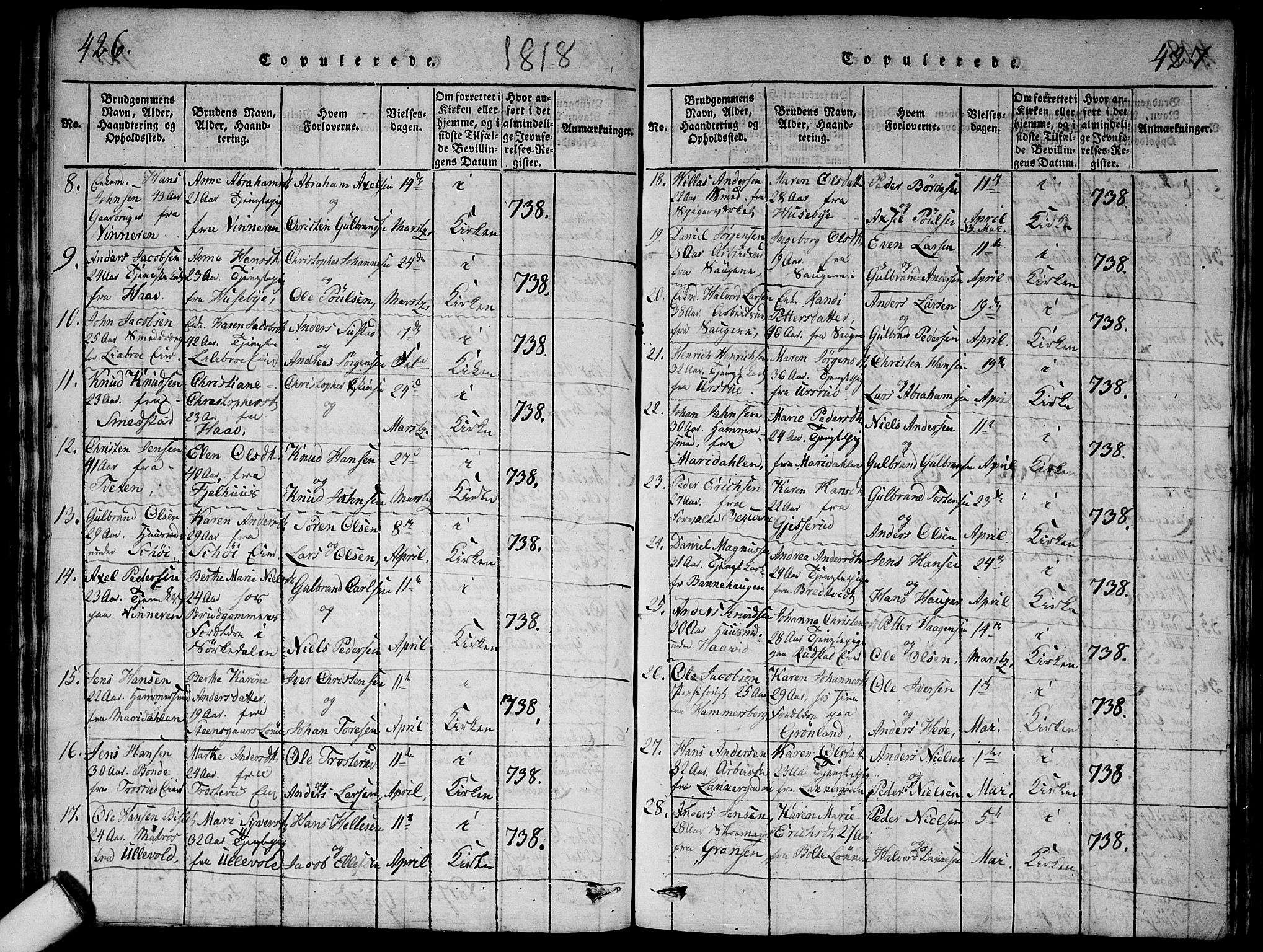 Aker prestekontor kirkebøker, AV/SAO-A-10861/G/L0002: Parish register (copy) no. 2, 1815-1819, p. 426-427