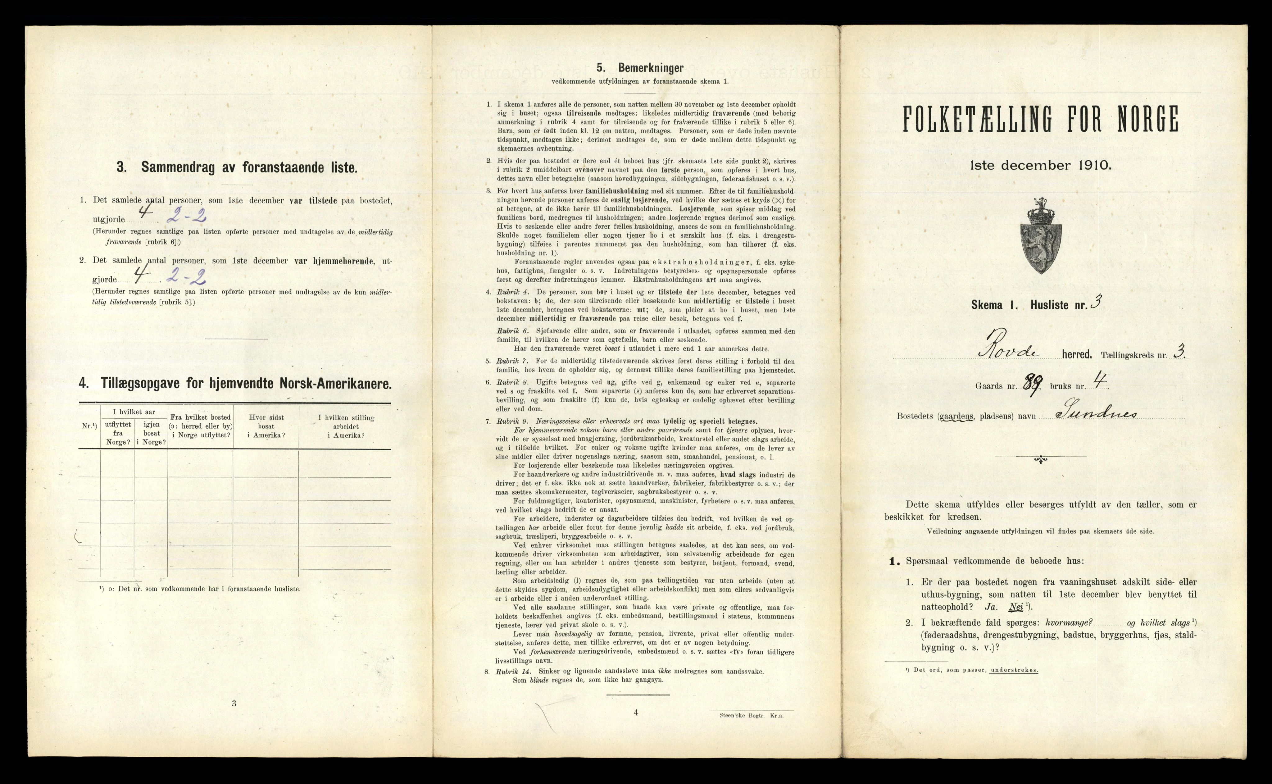 RA, 1910 census for Rovde, 1910, p. 128