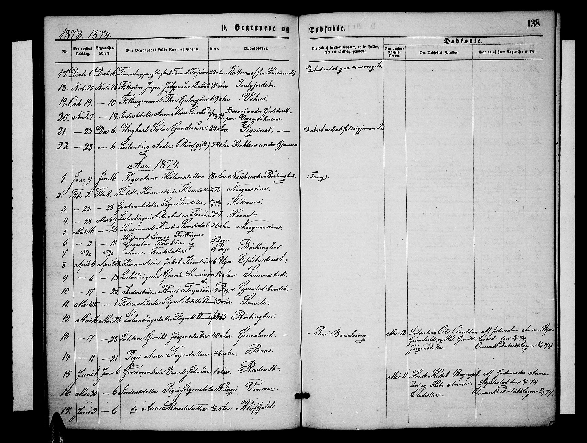 Åmli sokneprestkontor, SAK/1111-0050/F/Fb/Fbc/L0003: Parish register (copy) no. B 3, 1868-1888, p. 138