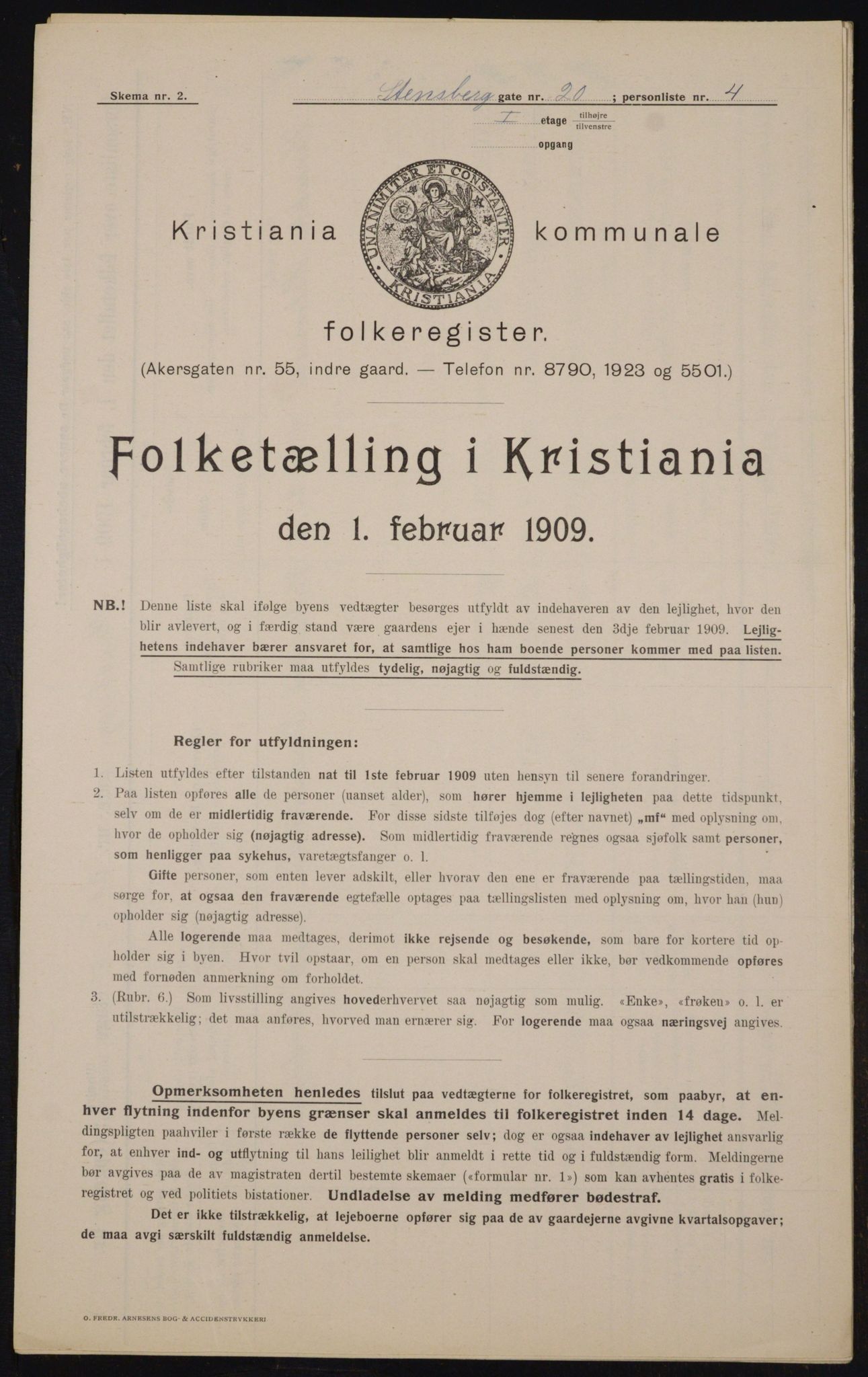 OBA, Municipal Census 1909 for Kristiania, 1909, p. 91947