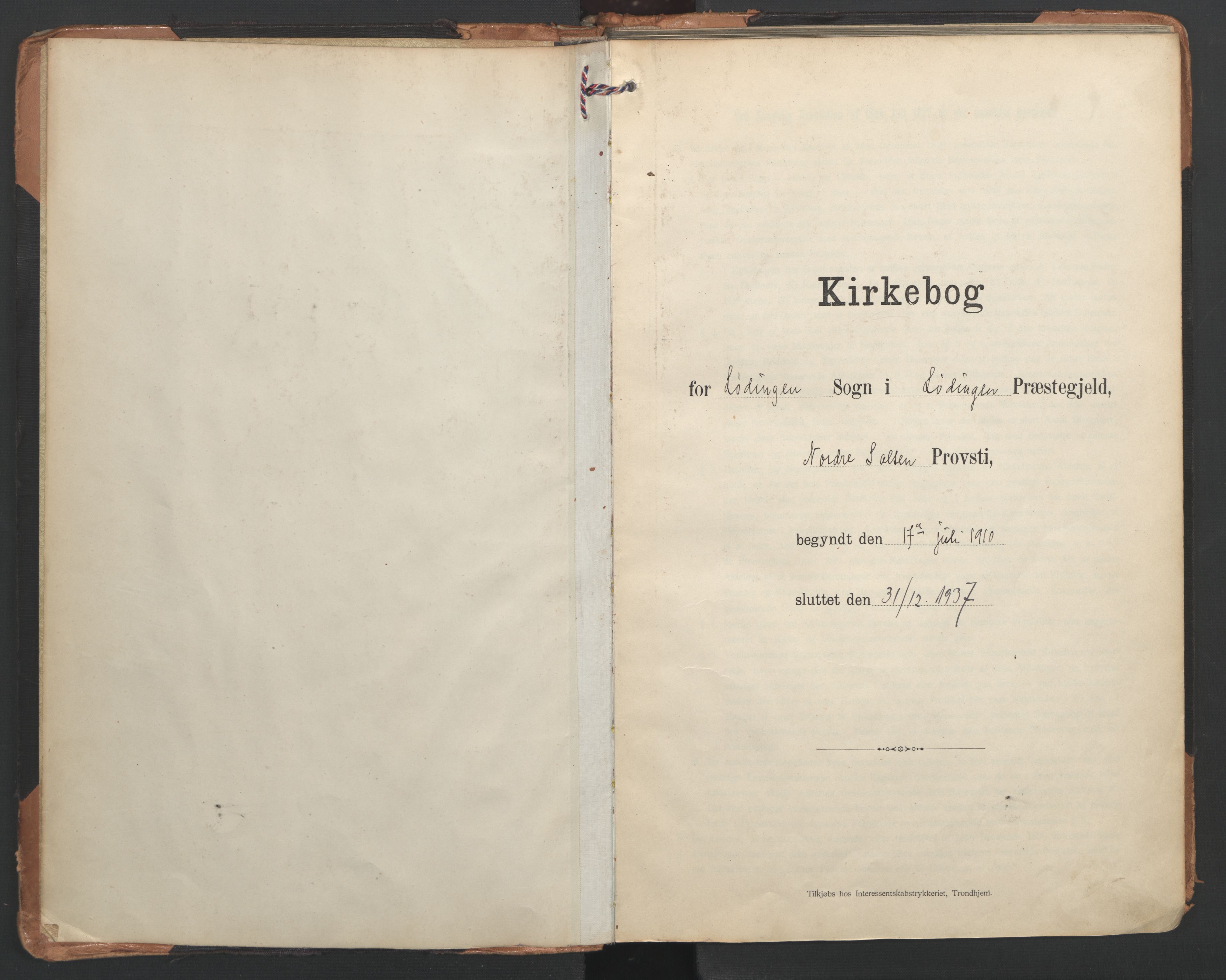 Ministerialprotokoller, klokkerbøker og fødselsregistre - Nordland, AV/SAT-A-1459/872/L1042: Parish register (official) no. 872A17, 1910-1937