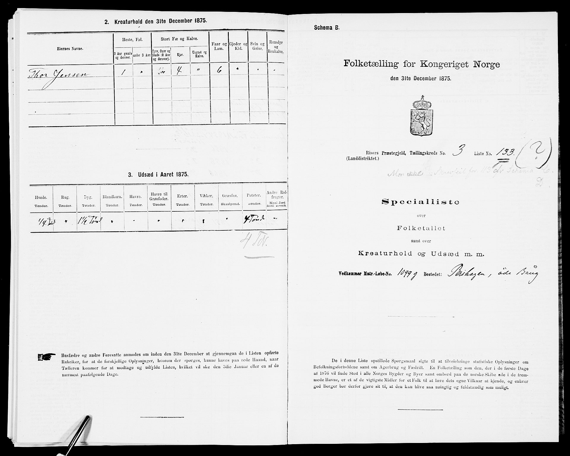 SAK, 1875 census for 0913L Risør/Søndeled, 1875, p. 604