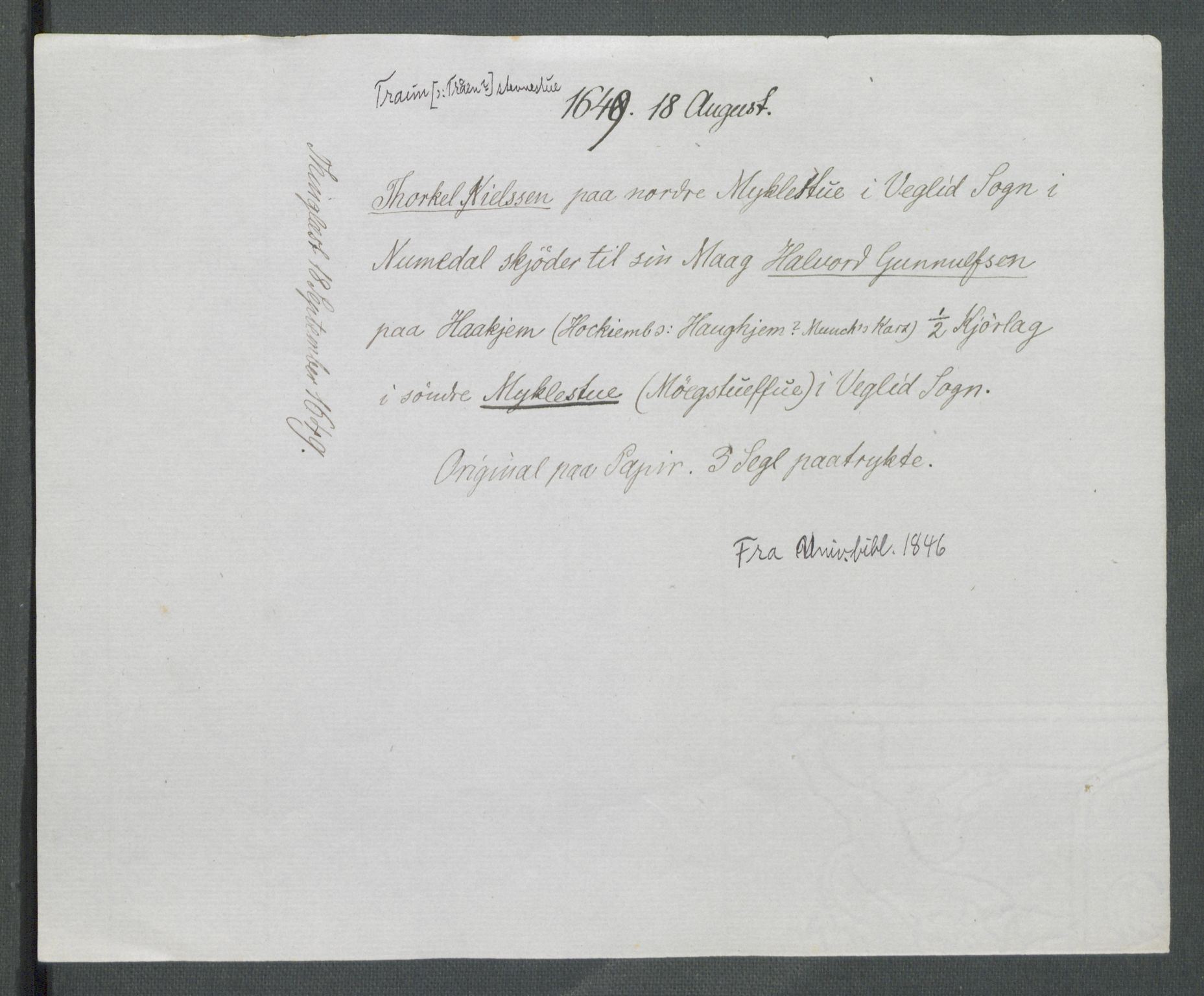 Riksarkivets diplomsamling, AV/RA-EA-5965/F02/L0162: Dokumenter, 1649, p. 61