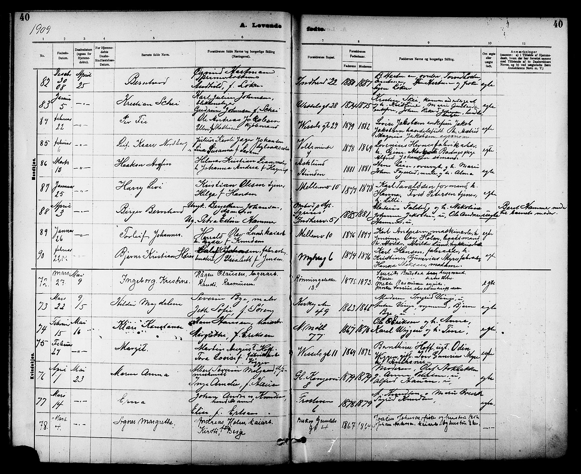 Ministerialprotokoller, klokkerbøker og fødselsregistre - Sør-Trøndelag, AV/SAT-A-1456/605/L0254: Parish register (copy) no. 605C01, 1908-1916, p. 40