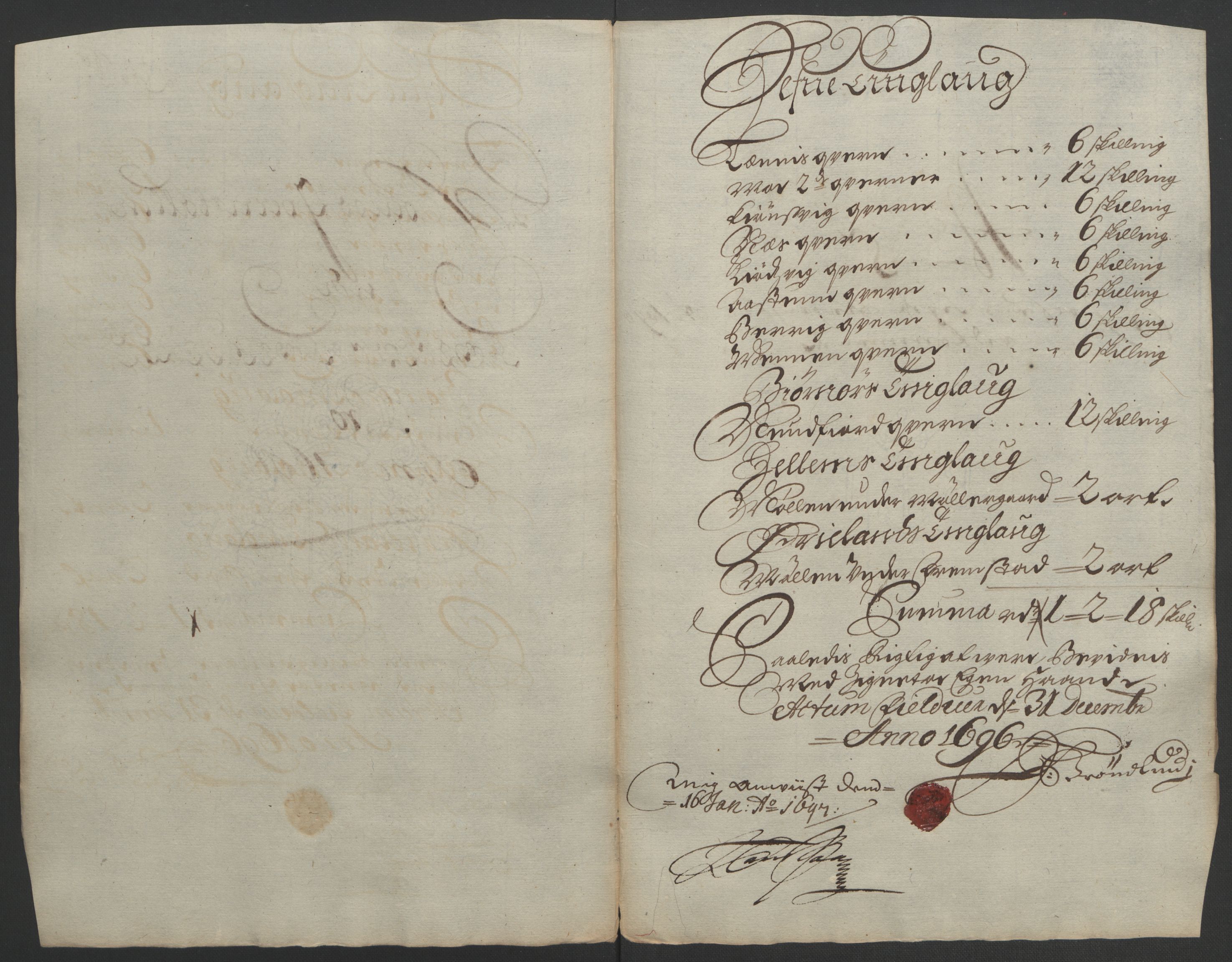 Rentekammeret inntil 1814, Reviderte regnskaper, Fogderegnskap, RA/EA-4092/R57/L3851: Fogderegnskap Fosen, 1695-1696, p. 248