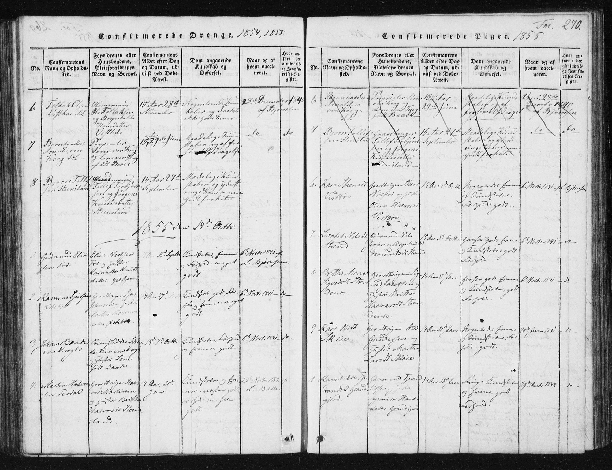 Vikedal sokneprestkontor, SAST/A-101840/01/V: Parish register (copy) no. B 2, 1816-1863, p. 270