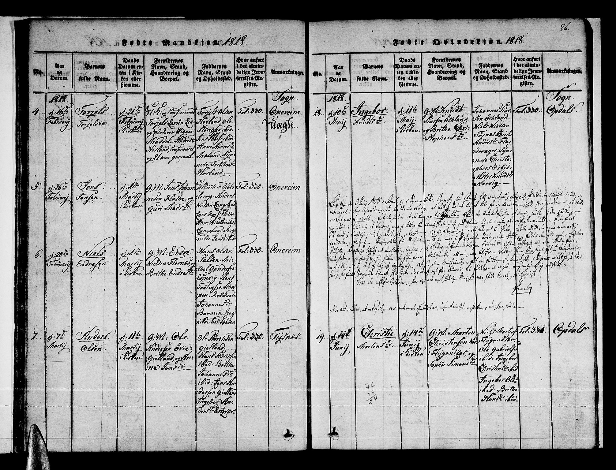 Tysnes sokneprestembete, AV/SAB-A-78601/H/Haa: Parish register (official) no. A 7, 1816-1826, p. 26