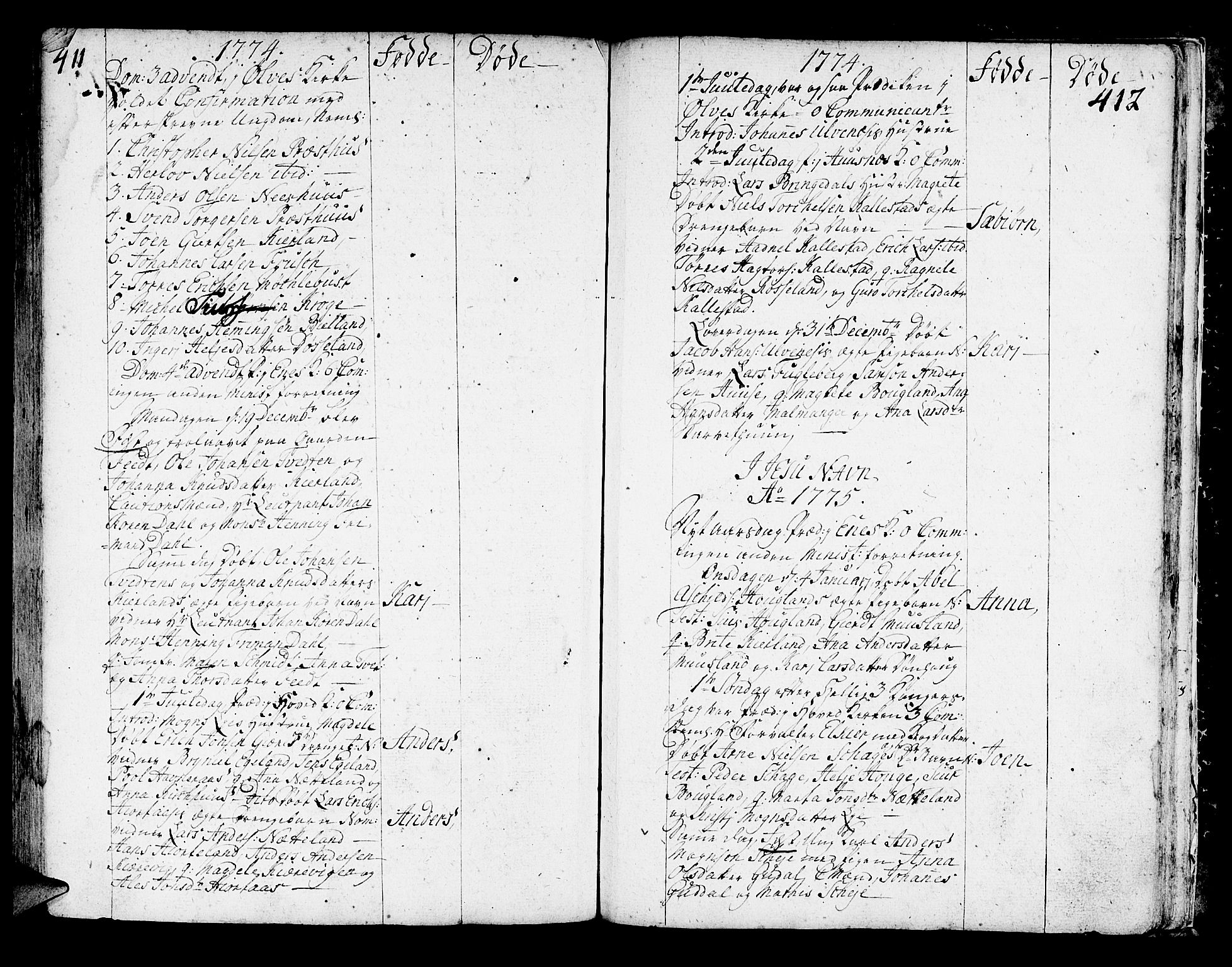 Kvinnherad sokneprestembete, SAB/A-76401/H/Haa: Parish register (official) no. A 3, 1754-1777, p. 411-412