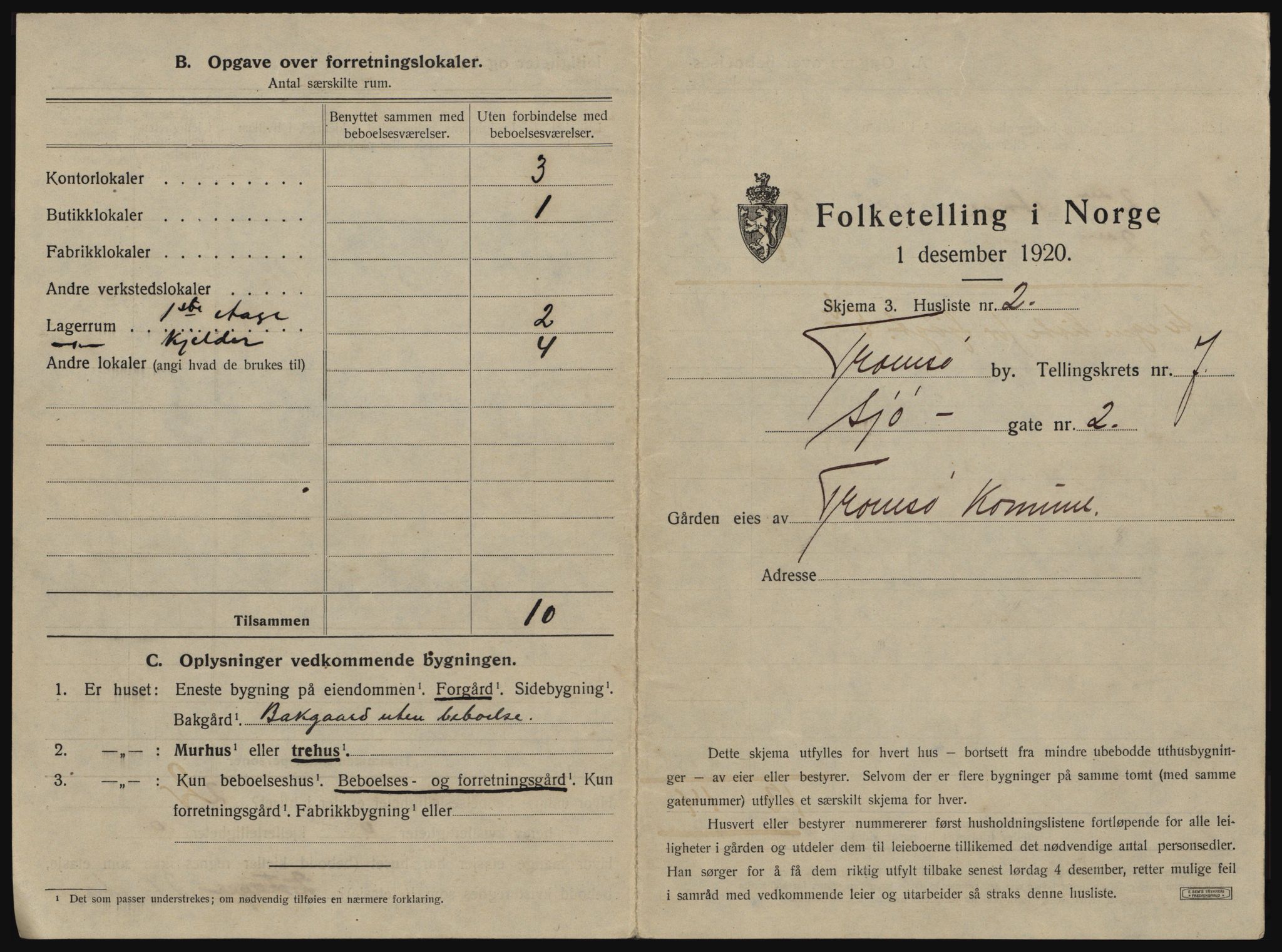 SATØ, 1920 census for Tromsø, 1920, p. 1097