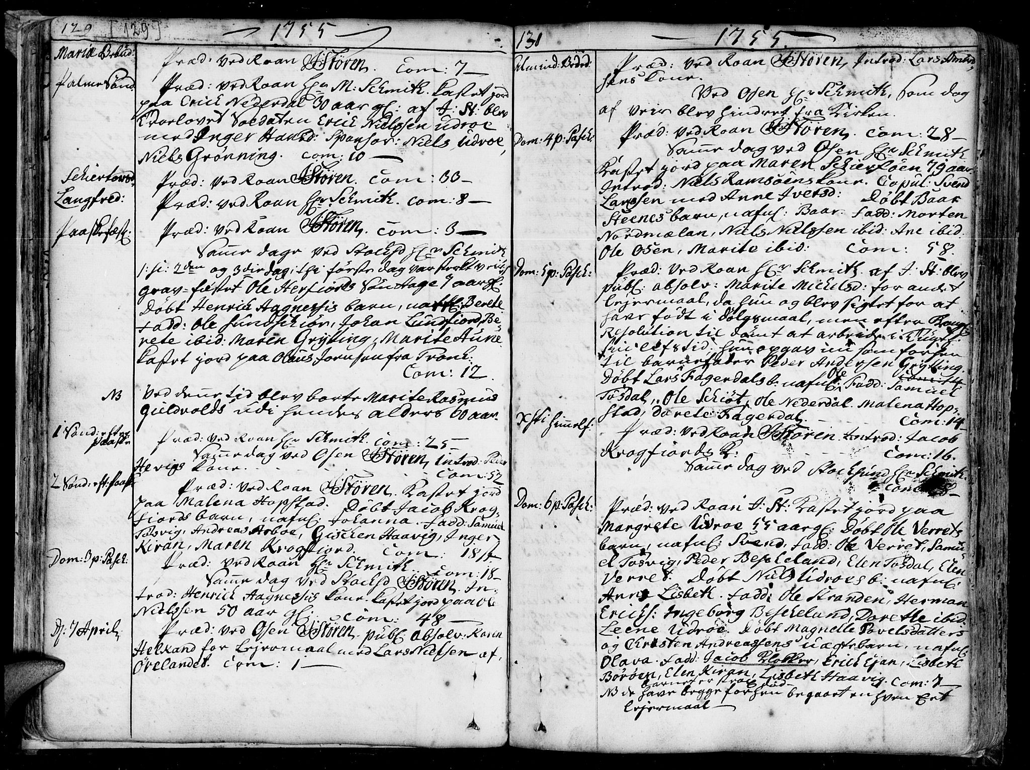 Ministerialprotokoller, klokkerbøker og fødselsregistre - Sør-Trøndelag, SAT/A-1456/657/L0700: Parish register (official) no. 657A01, 1732-1801, p. 129-130