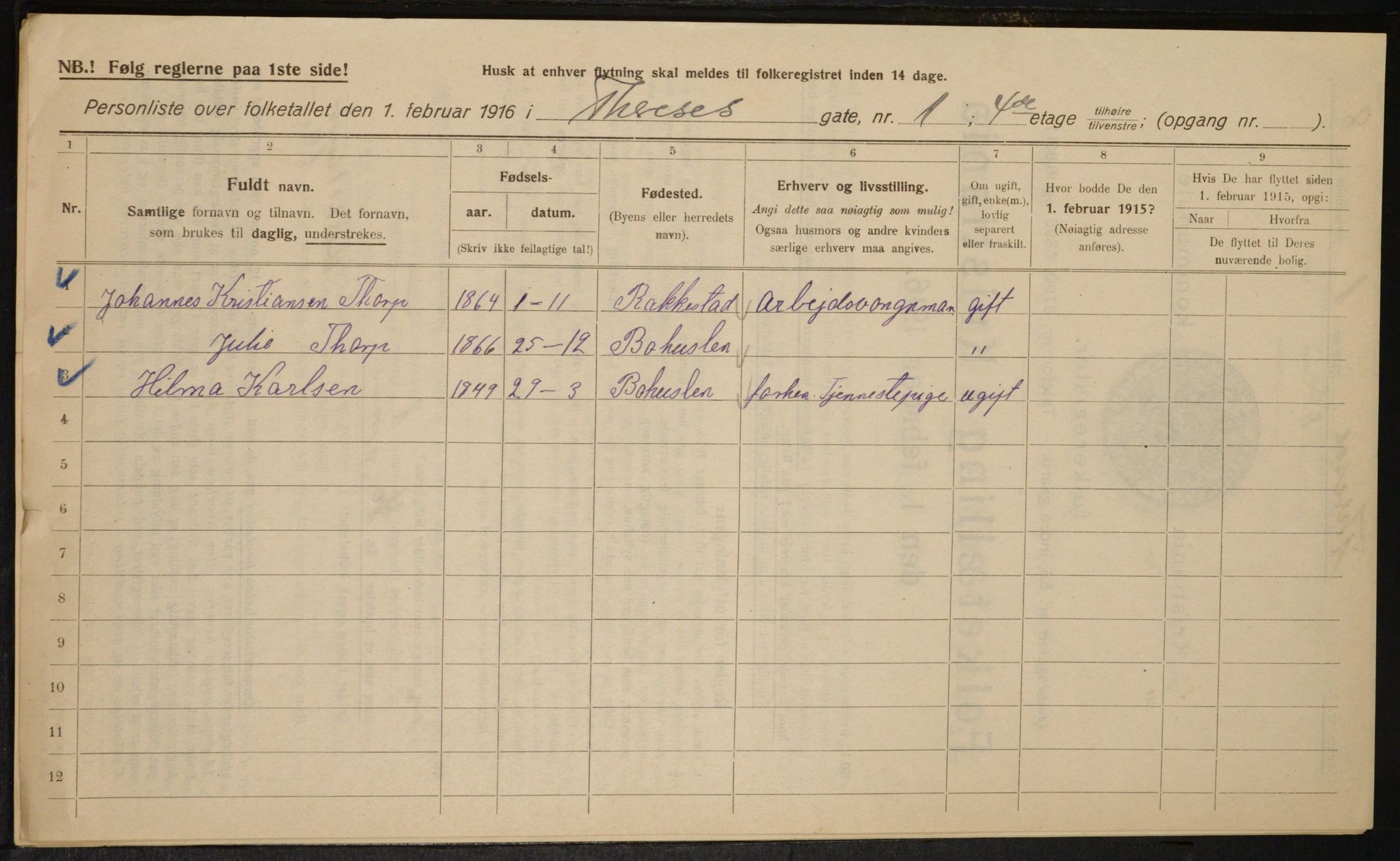 OBA, Municipal Census 1916 for Kristiania, 1916, p. 110650