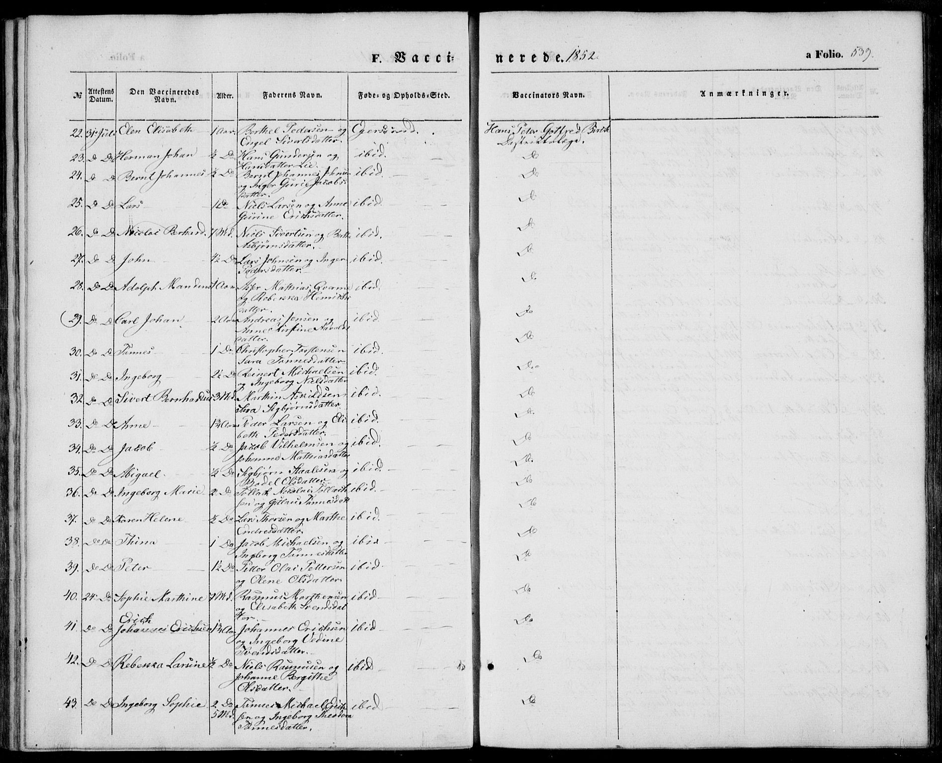 Eigersund sokneprestkontor, AV/SAST-A-101807/S08/L0013: Parish register (official) no. A 12.2, 1850-1865, p. 539