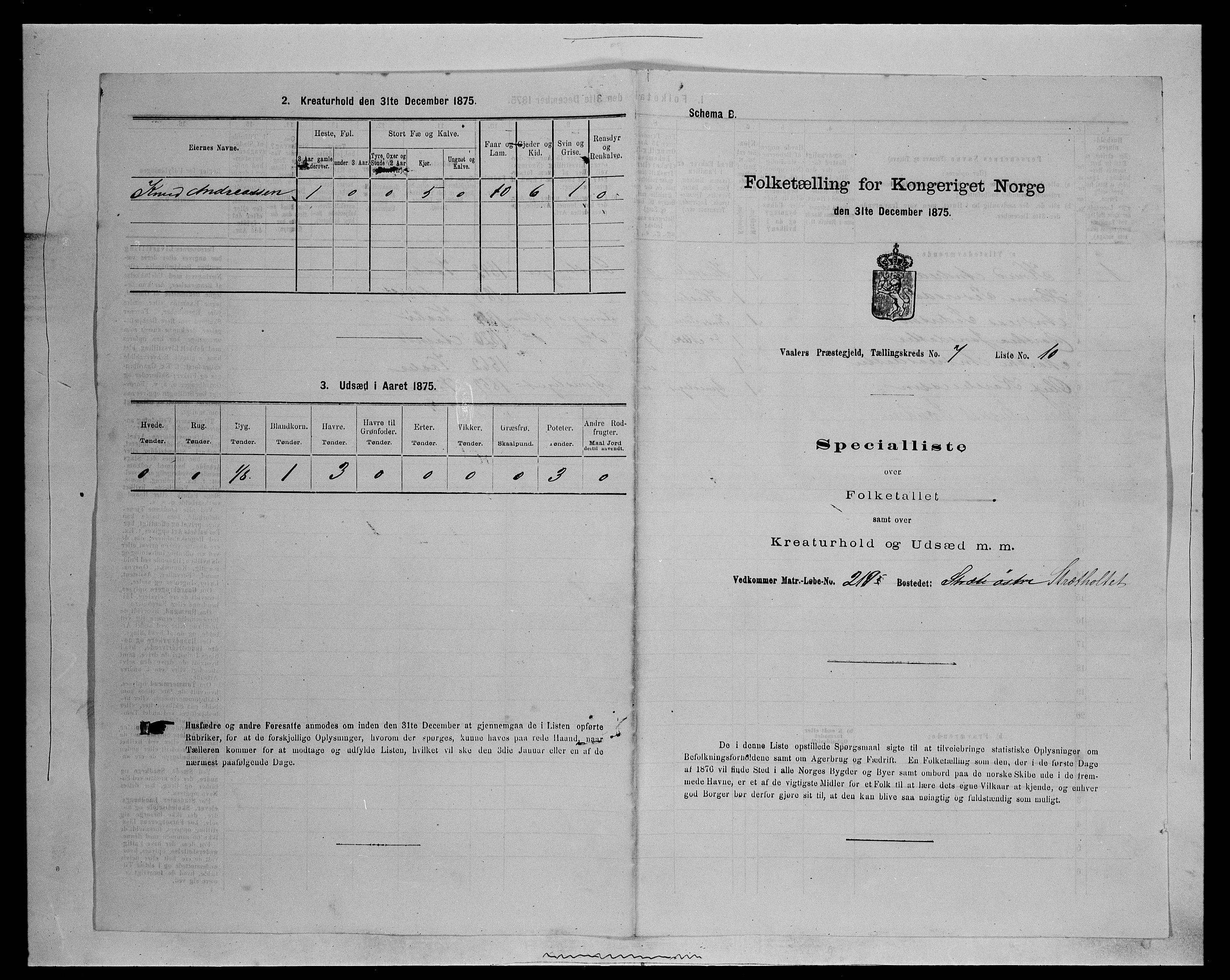 SAH, 1875 census for 0426P Våler parish (Hedmark), 1875, p. 898