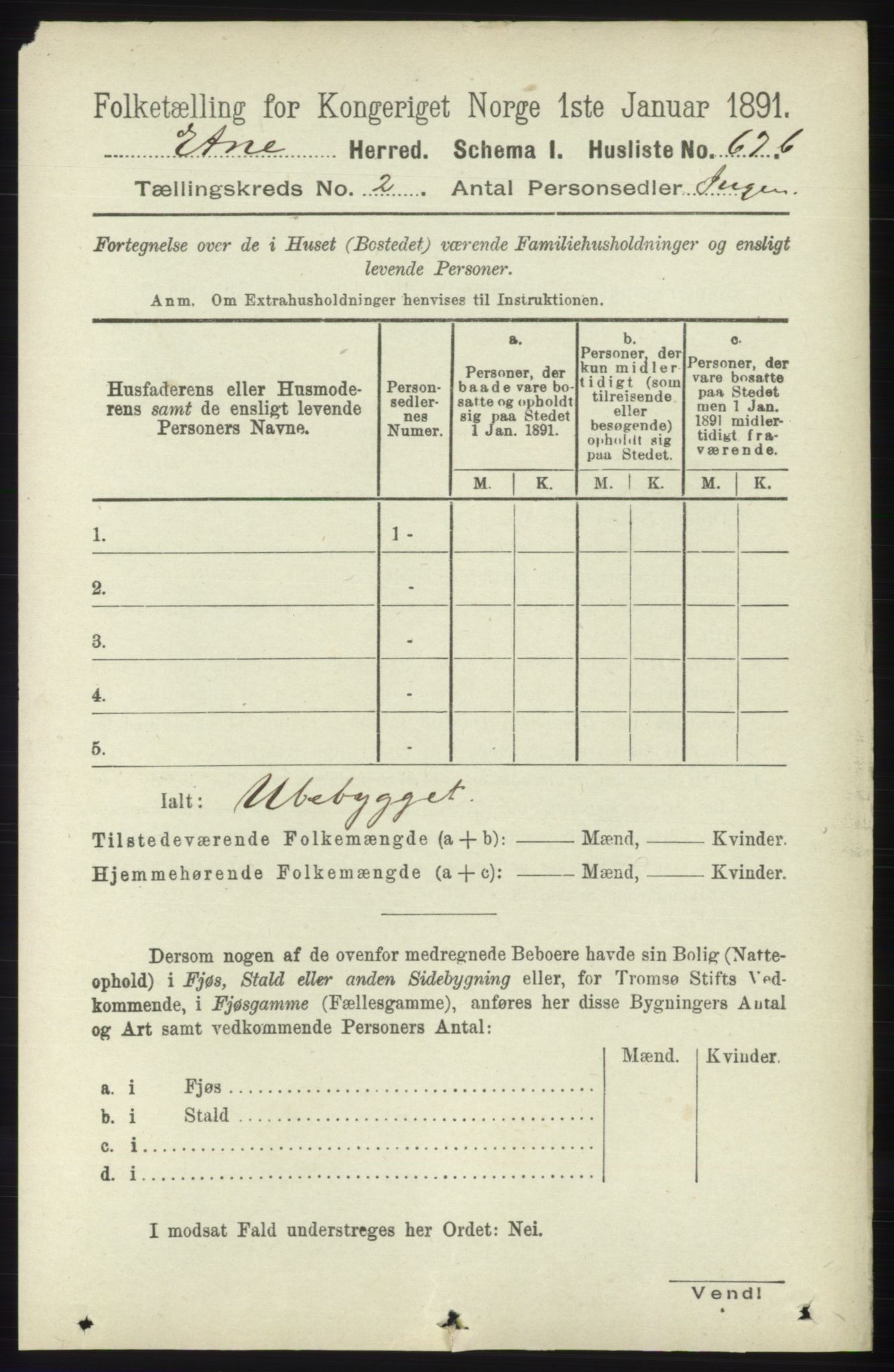 RA, 1891 census for 1211 Etne, 1891, p. 329