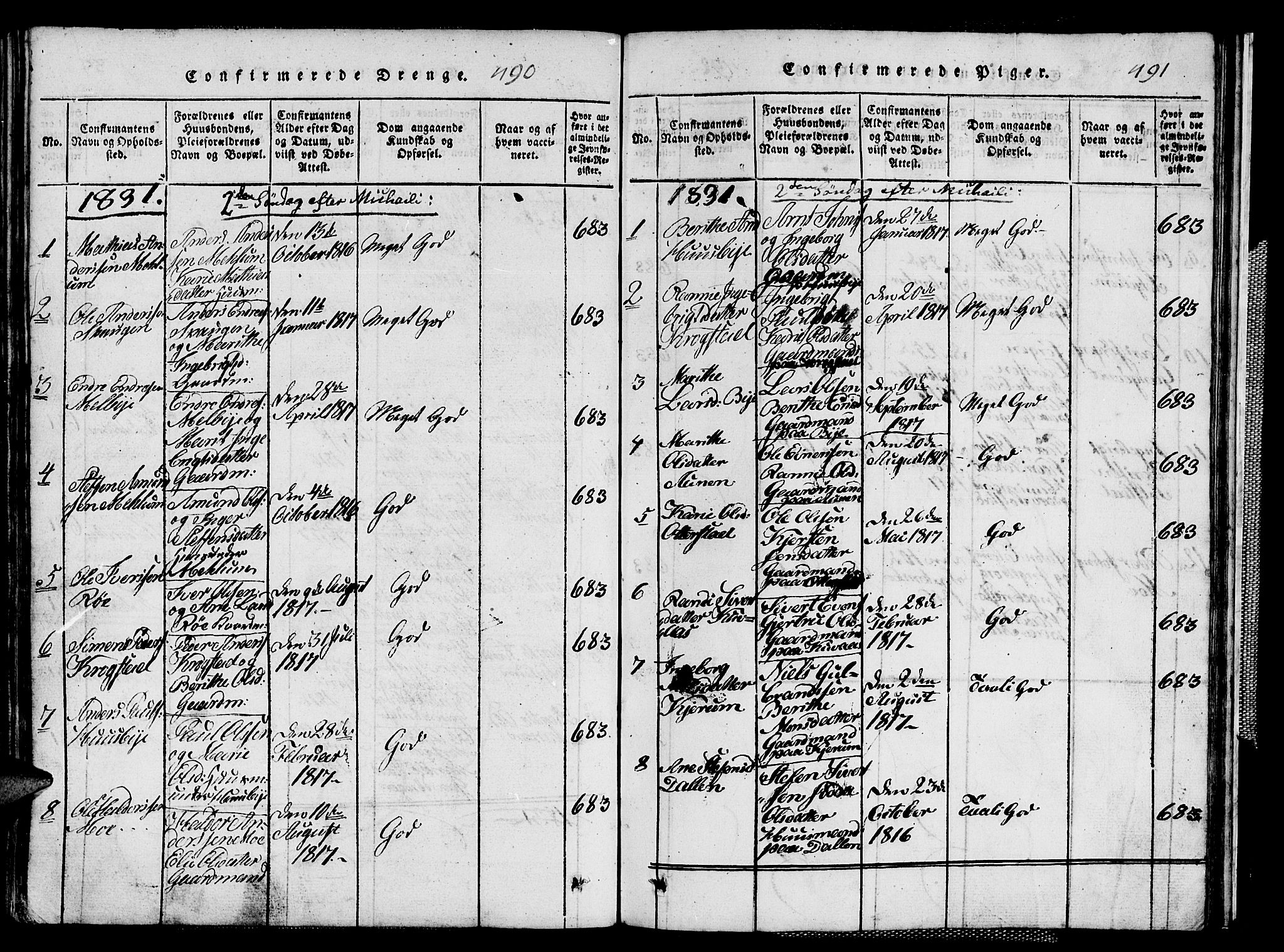 Ministerialprotokoller, klokkerbøker og fødselsregistre - Sør-Trøndelag, SAT/A-1456/667/L0796: Parish register (copy) no. 667C01, 1817-1836, p. 490-491
