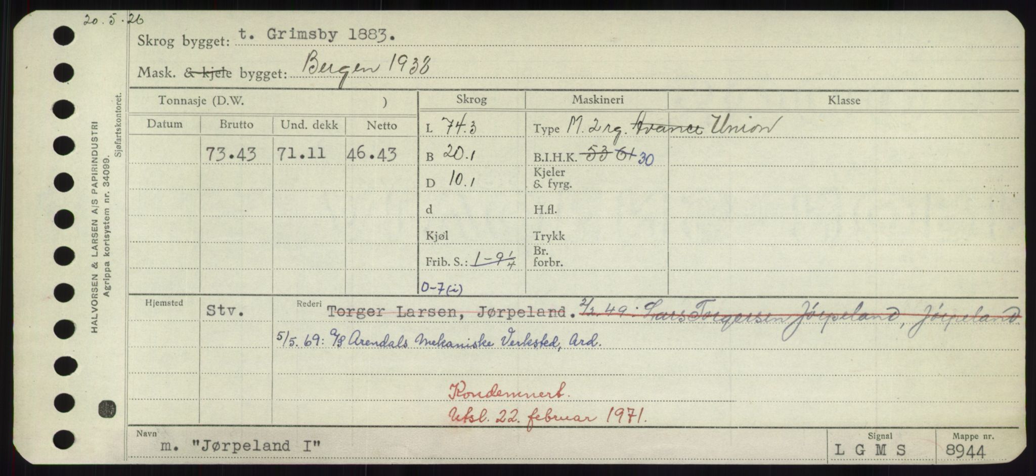 Sjøfartsdirektoratet med forløpere, Skipsmålingen, AV/RA-S-1627/H/Hd/L0019: Fartøy, J, p. 689