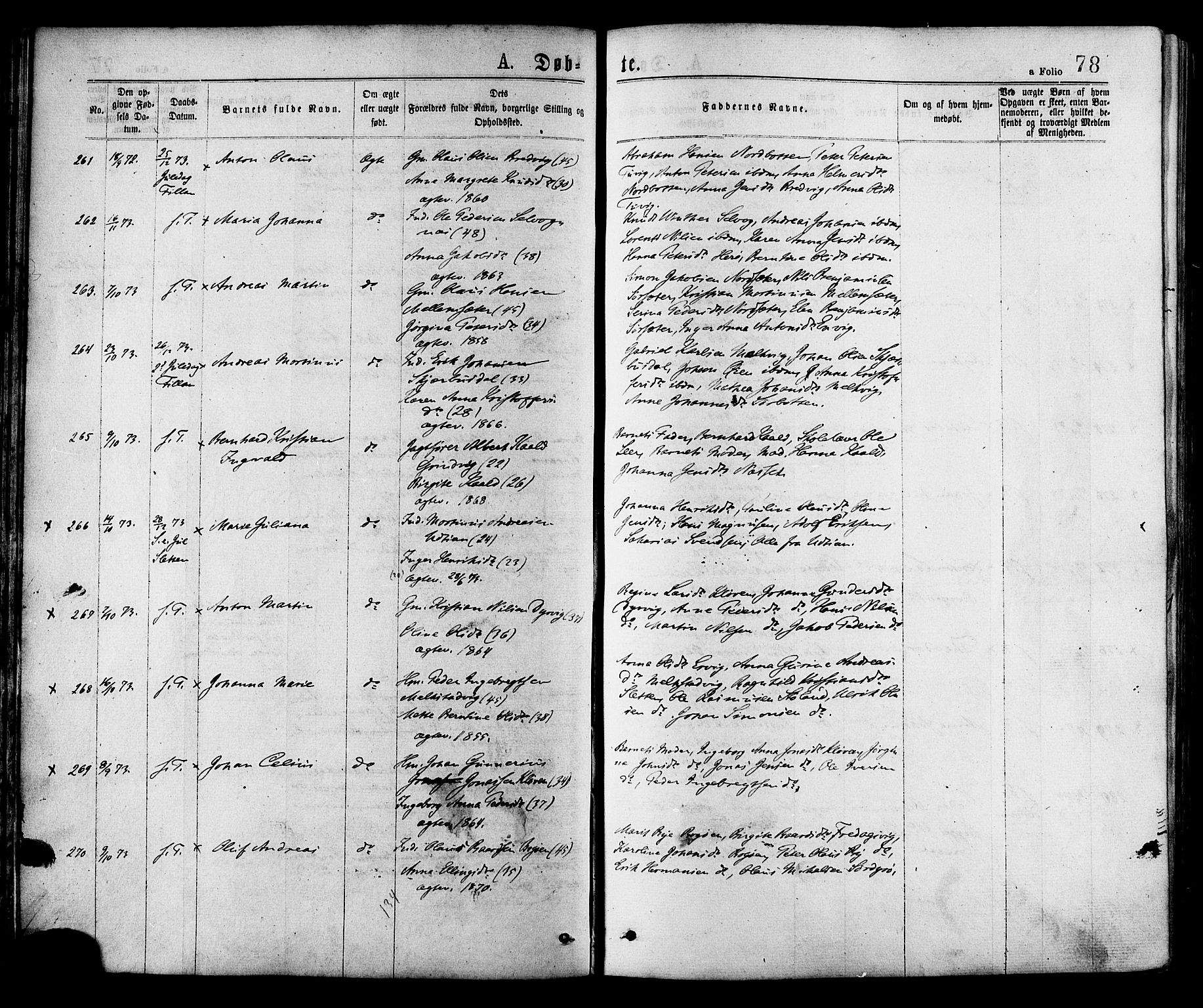 Ministerialprotokoller, klokkerbøker og fødselsregistre - Sør-Trøndelag, AV/SAT-A-1456/634/L0532: Parish register (official) no. 634A08, 1871-1881, p. 78