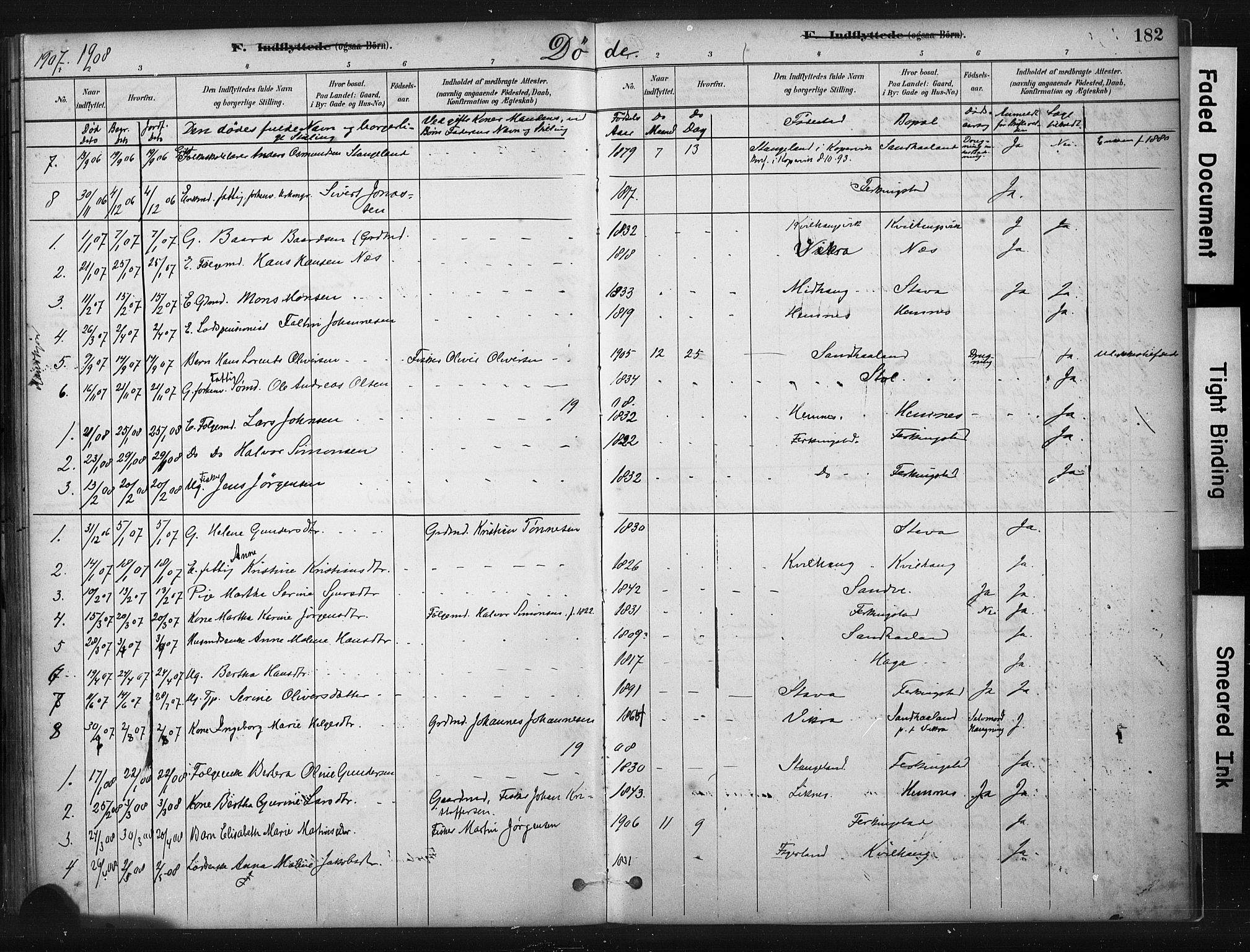 Skudenes sokneprestkontor, AV/SAST-A -101849/H/Ha/Haa/L0010: Parish register (official) no. A 7, 1882-1912, p. 182