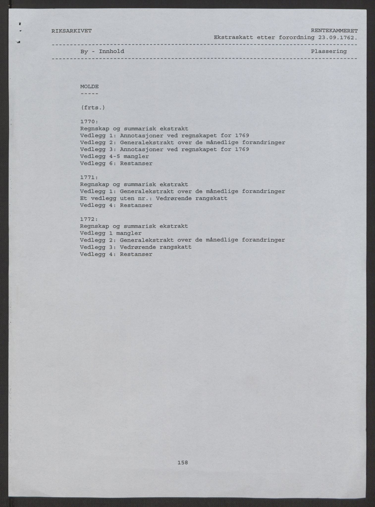 Rentekammeret inntil 1814, Reviderte regnskaper, Byregnskaper, RA/EA-4066/R/Rq/L0487/0004: [Q1] Kontribusjonsregnskap / Ekstraskatt, 1762-1772, p. 3