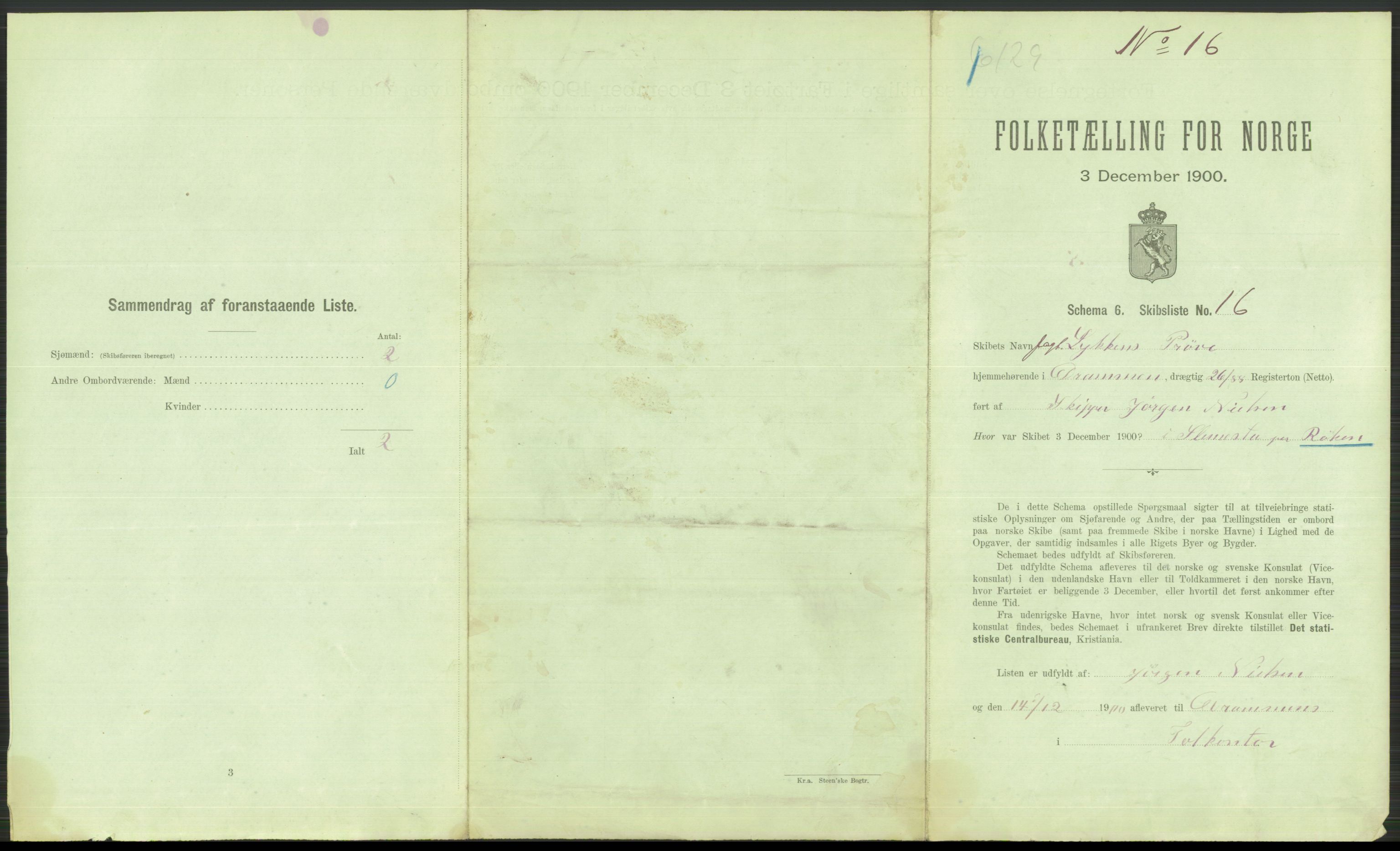 RA, 1900 Census - ship lists from ships in Norwegian harbours, harbours abroad and at sea, 1900, p. 403