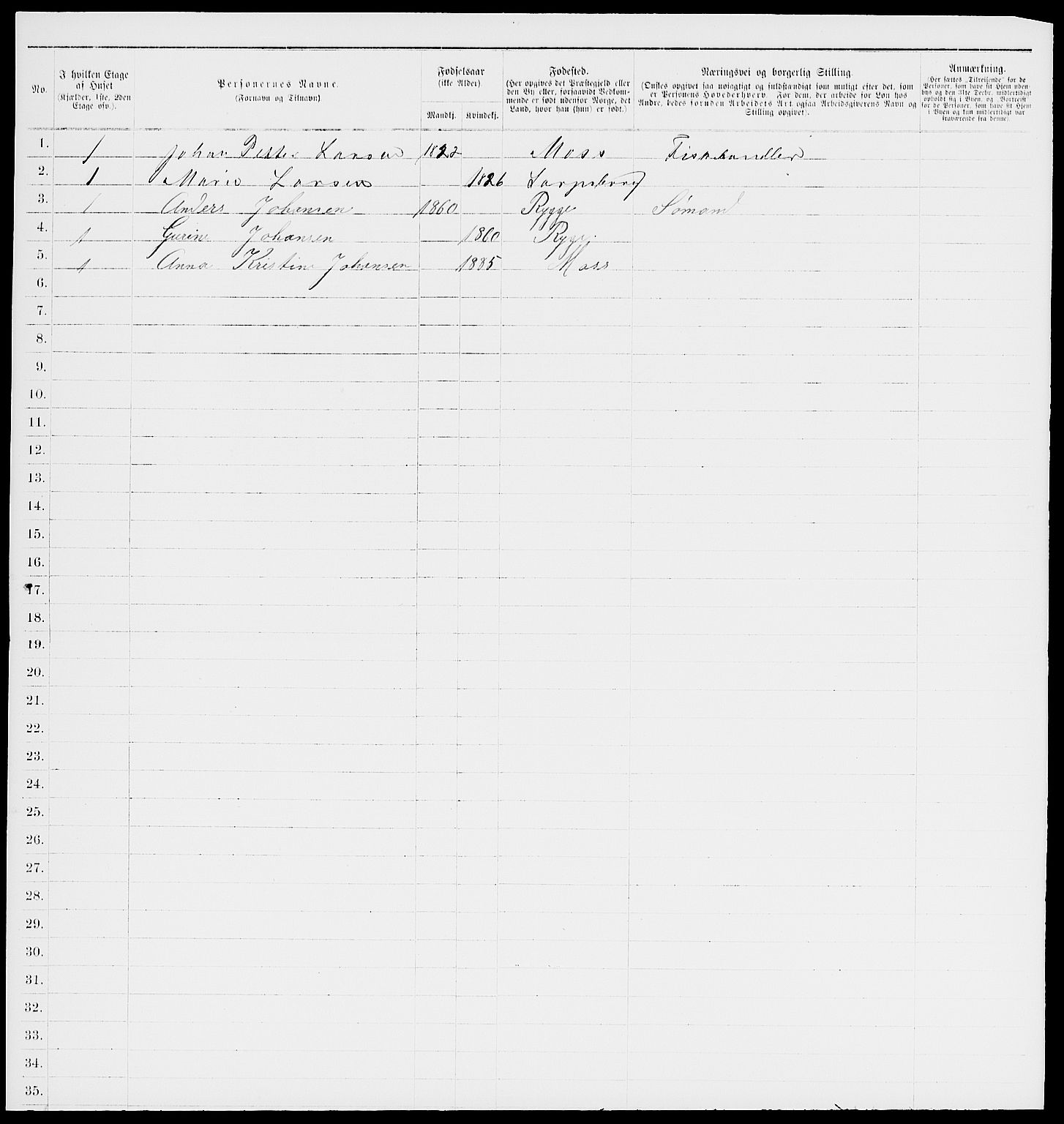 RA, 1885 census for 0104 Moss, 1885, p. 228