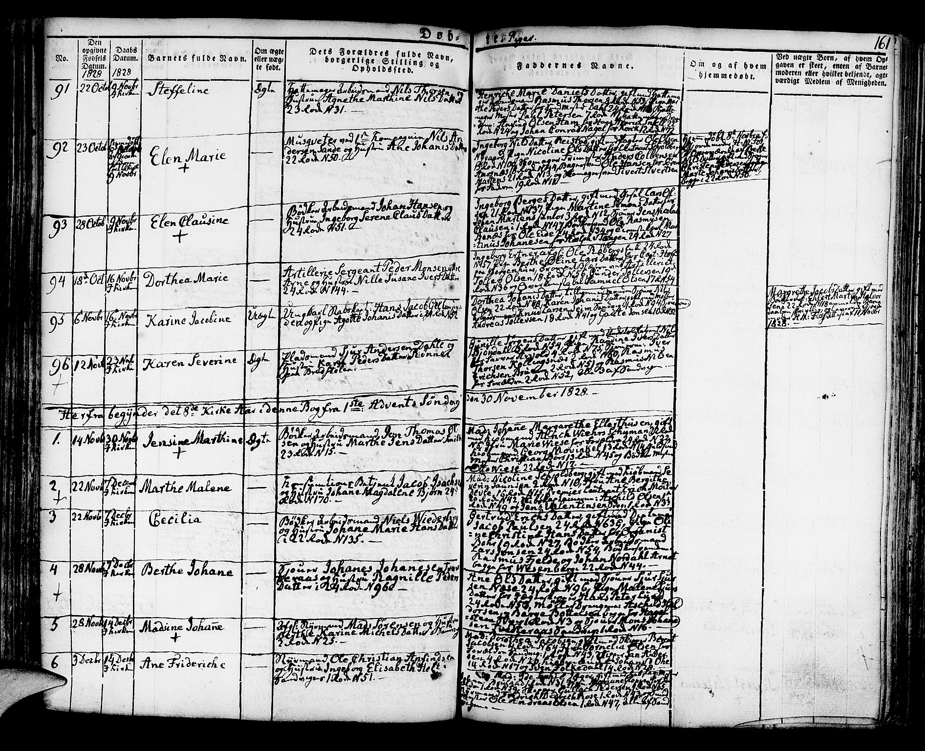 Korskirken sokneprestembete, SAB/A-76101/H/Hab: Parish register (copy) no. A 3, 1821-1831, p. 161