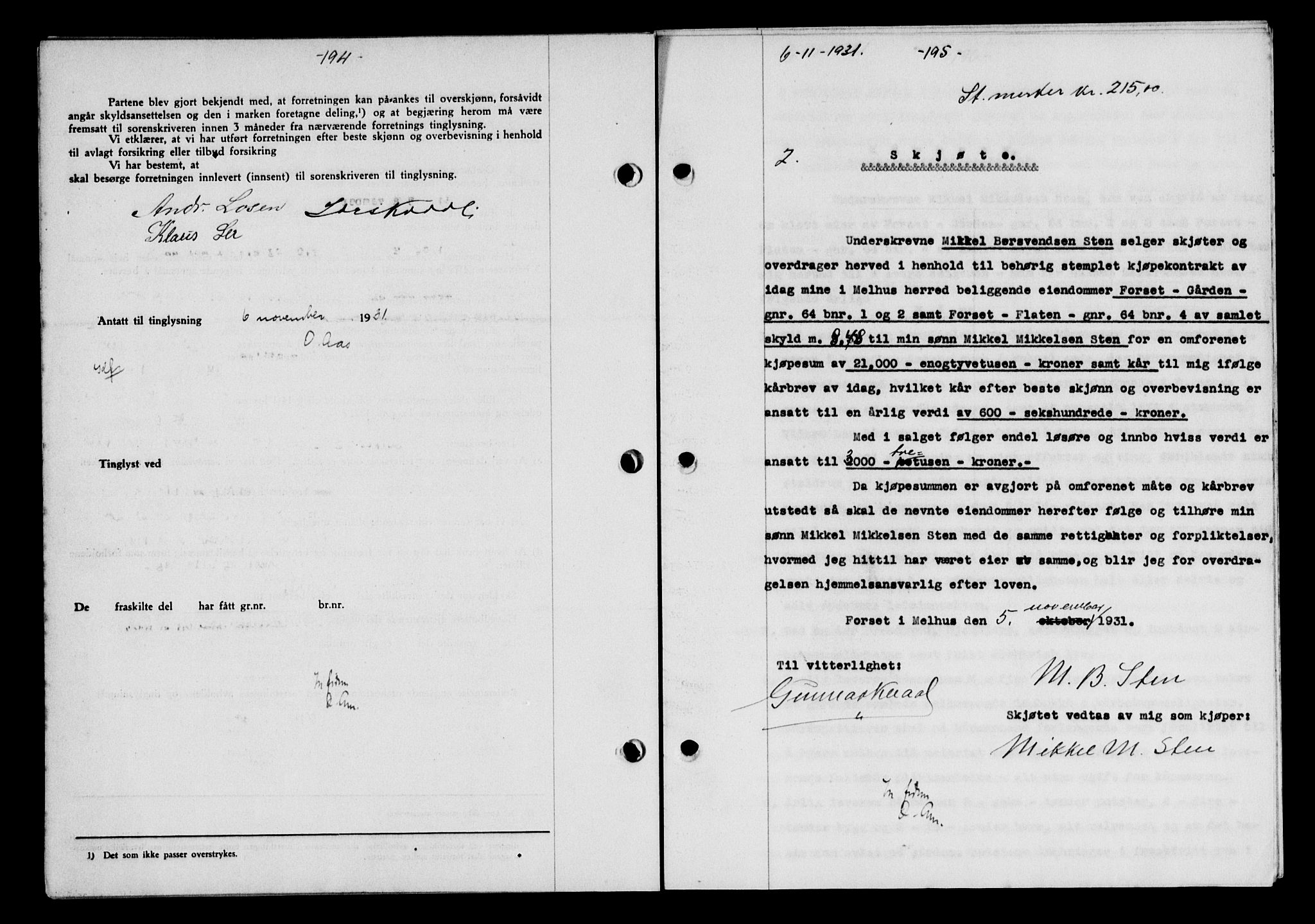 Gauldal sorenskriveri, AV/SAT-A-0014/1/2/2C/L0041: Mortgage book no. 42-43, 1930-1931, Deed date: 06.11.1937