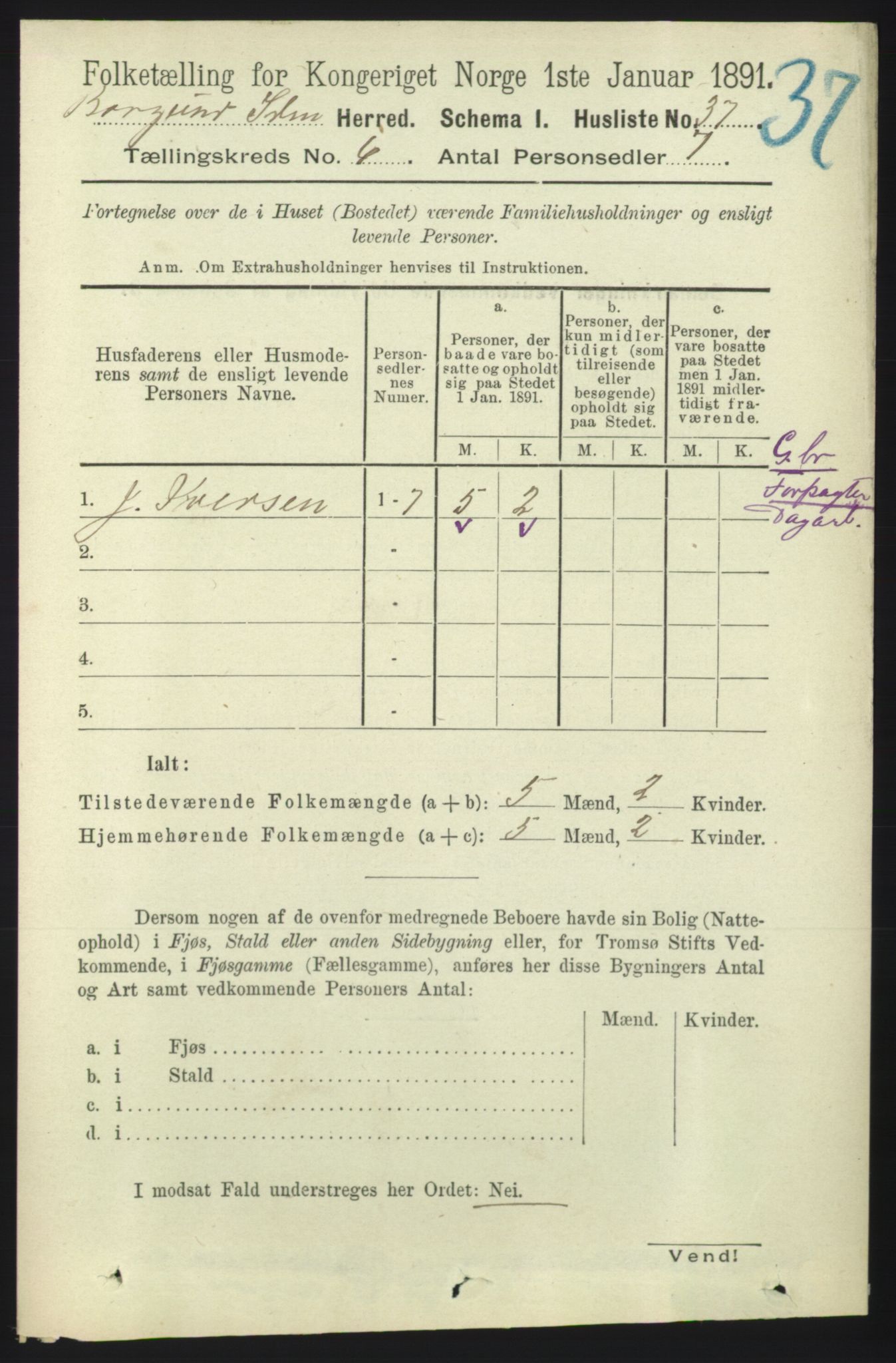 RA, 1891 census for 1531 Borgund, 1891, p. 1567