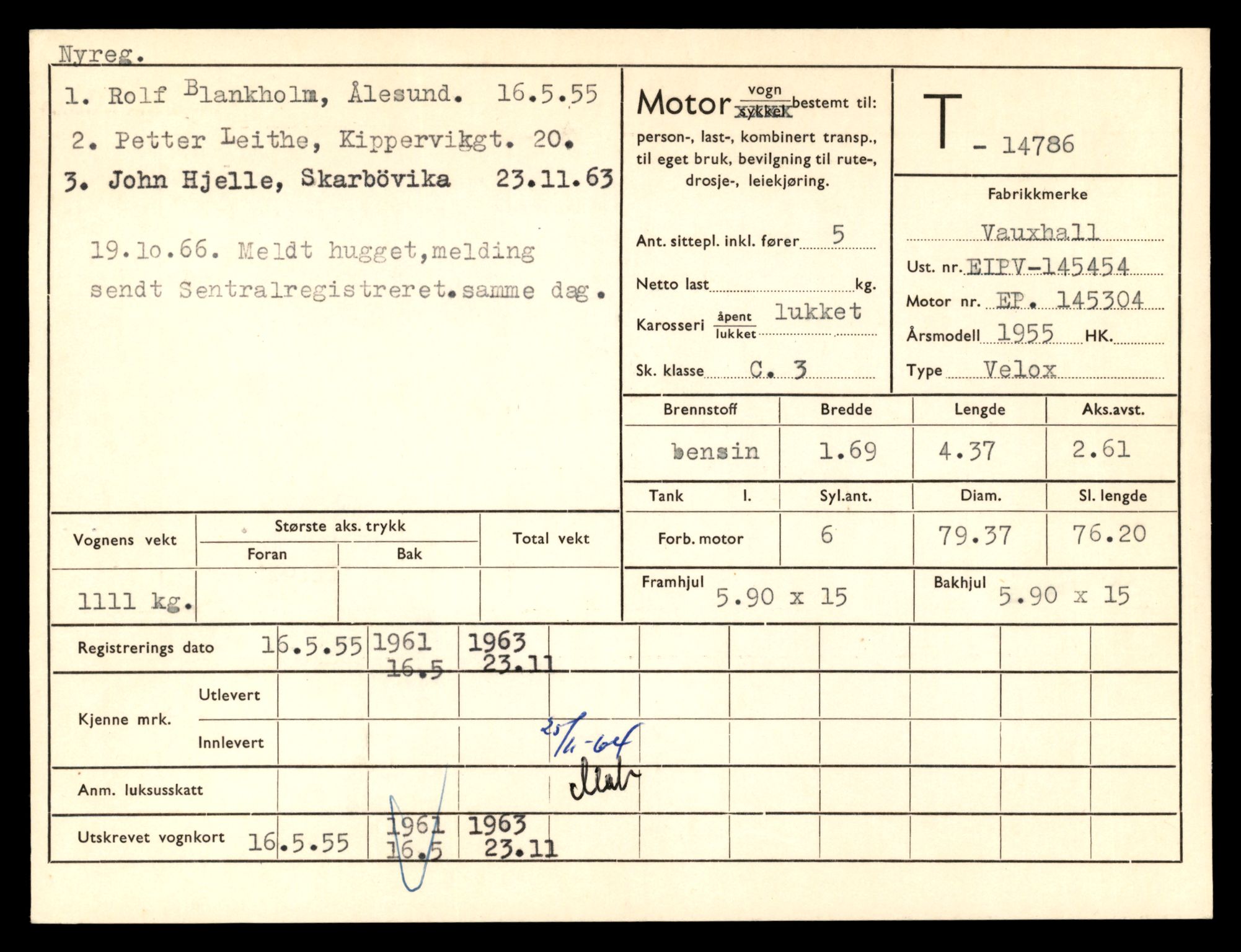 Møre og Romsdal vegkontor - Ålesund trafikkstasjon, AV/SAT-A-4099/F/Fe/L0048: Registreringskort for kjøretøy T 14721 - T 14863, 1927-1998, p. 1377