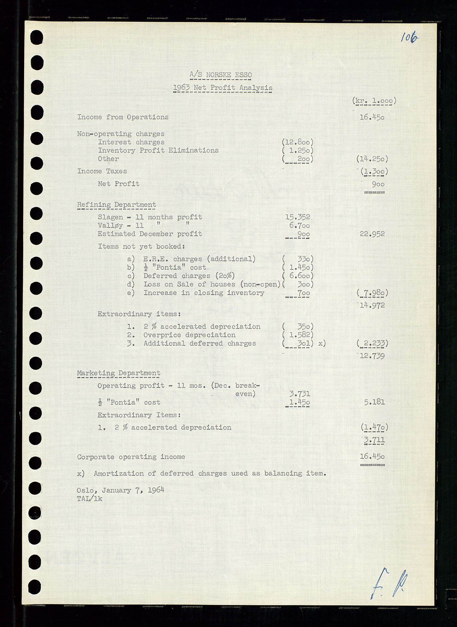 Pa 0982 - Esso Norge A/S, AV/SAST-A-100448/A/Aa/L0001/0004: Den administrerende direksjon Board minutes (styrereferater) / Den administrerende direksjon Board minutes (styrereferater), 1963-1964, p. 157