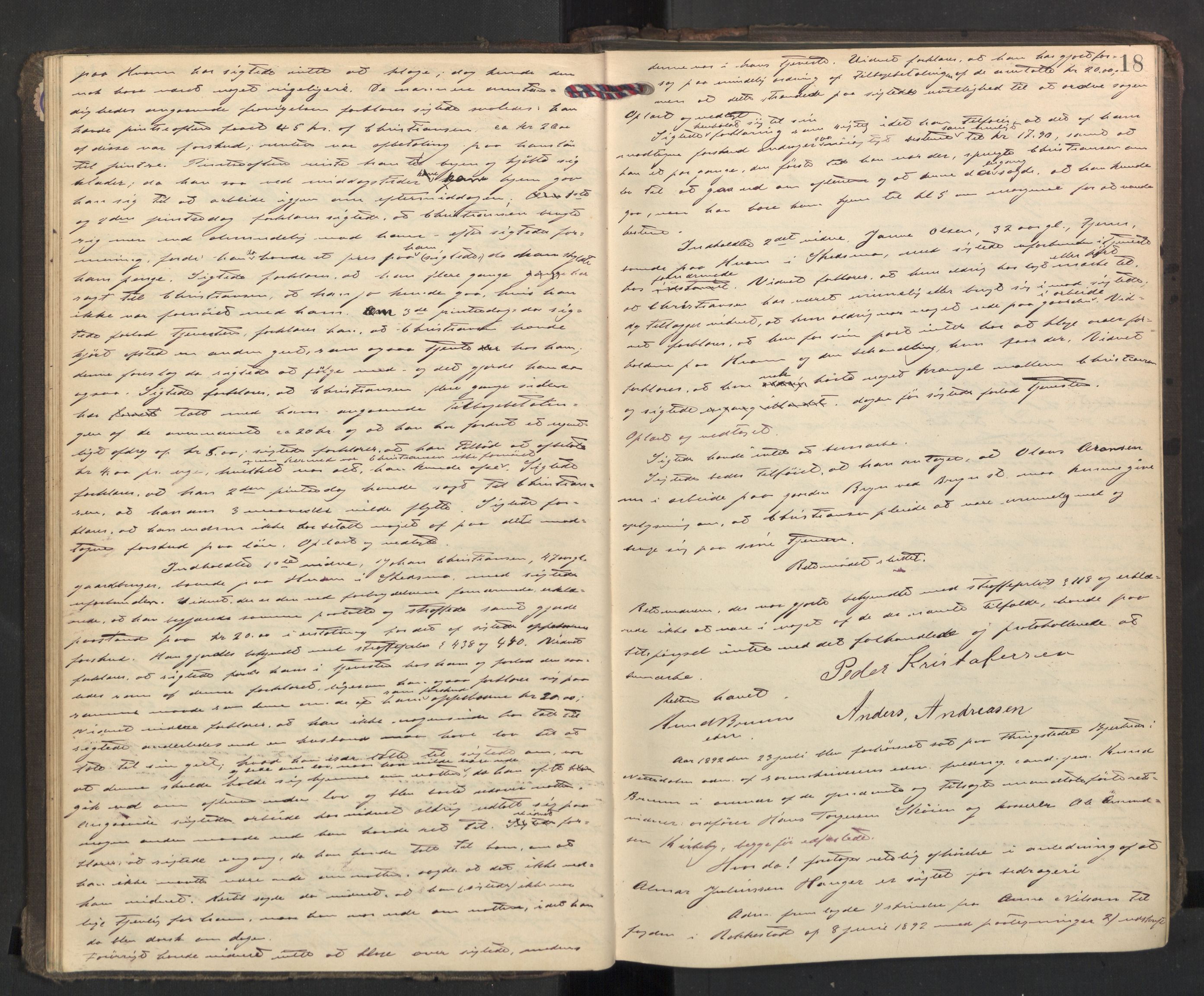 Nedre Romerike sorenskriveri, AV/SAO-A-10469/F/Fc/L0038: Ekstrarettsprotokoll, 1892-1896, p. 17b-18a