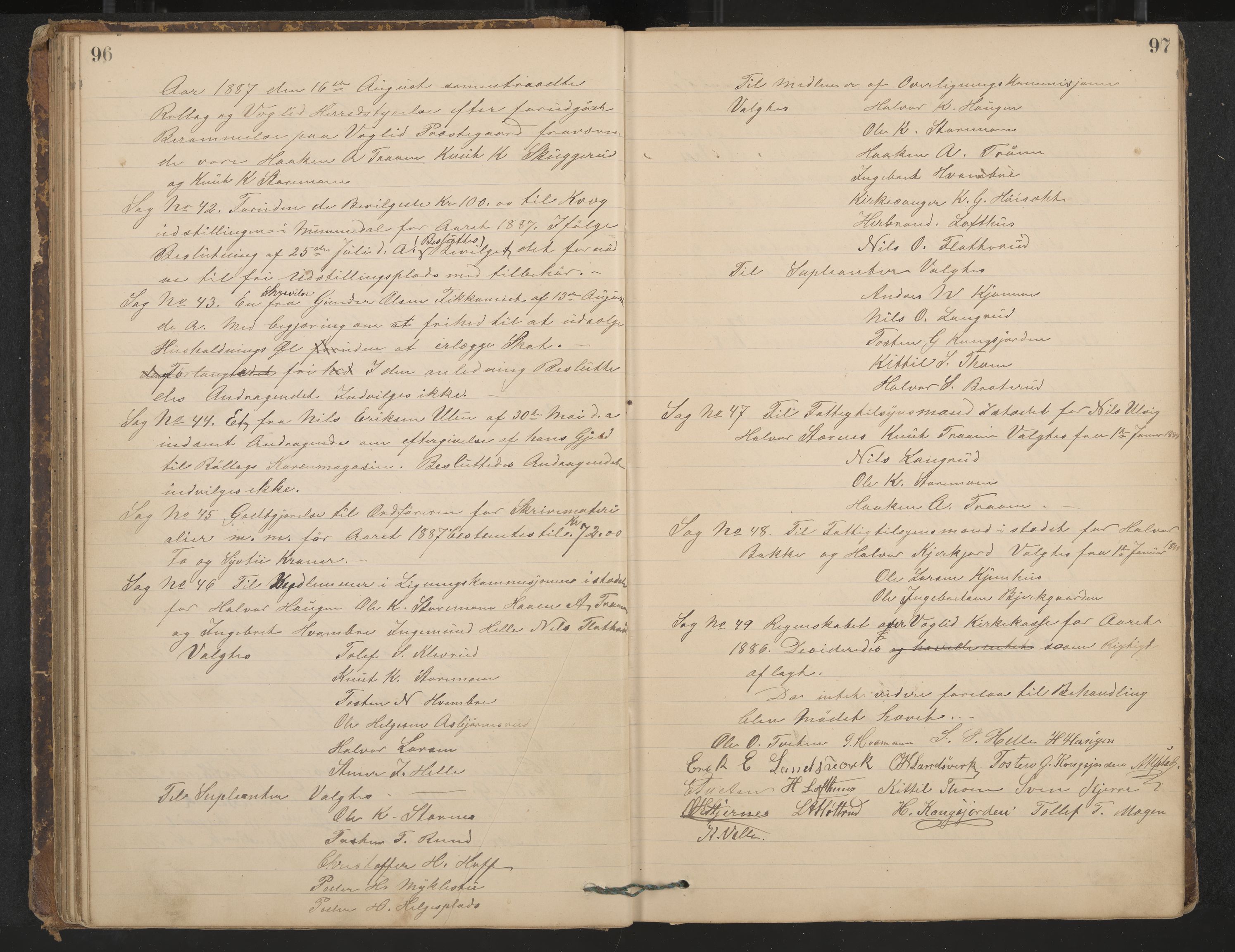 Rollag formannskap og sentraladministrasjon, IKAK/0632021-2/A/Aa/L0003: Møtebok, 1884-1897, p. 96-97