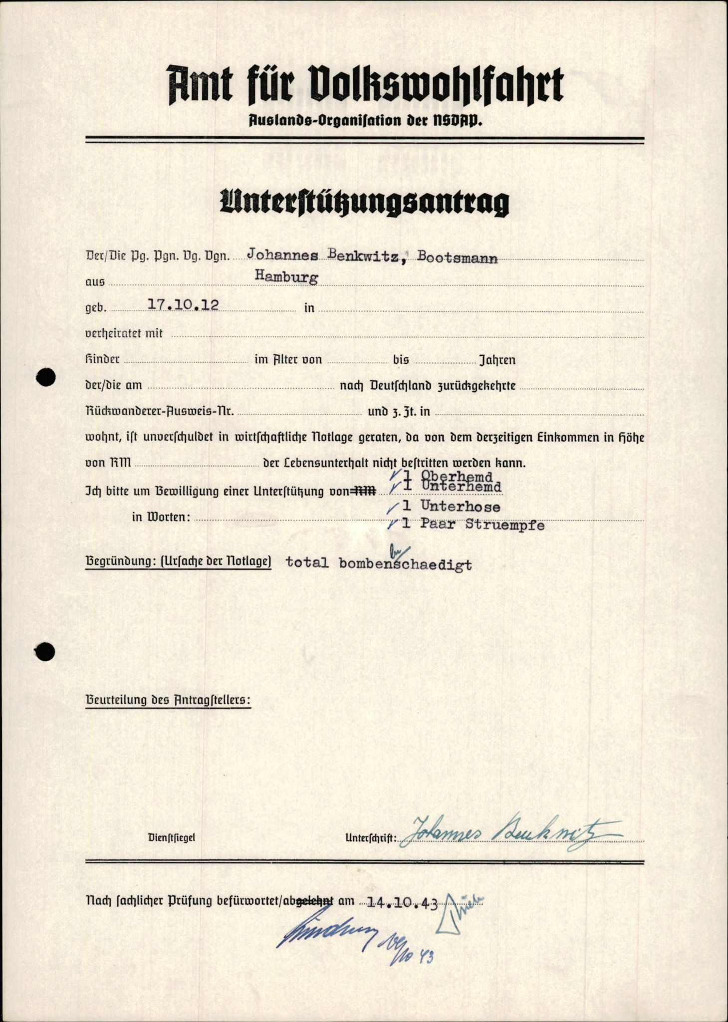 Forsvarets Overkommando. 2 kontor. Arkiv 11.4. Spredte tyske arkivsaker, AV/RA-RAFA-7031/D/Dar/Darb/L0015: Reichskommissariat - NSDAP in Norwegen, 1938-1945, p. 1021