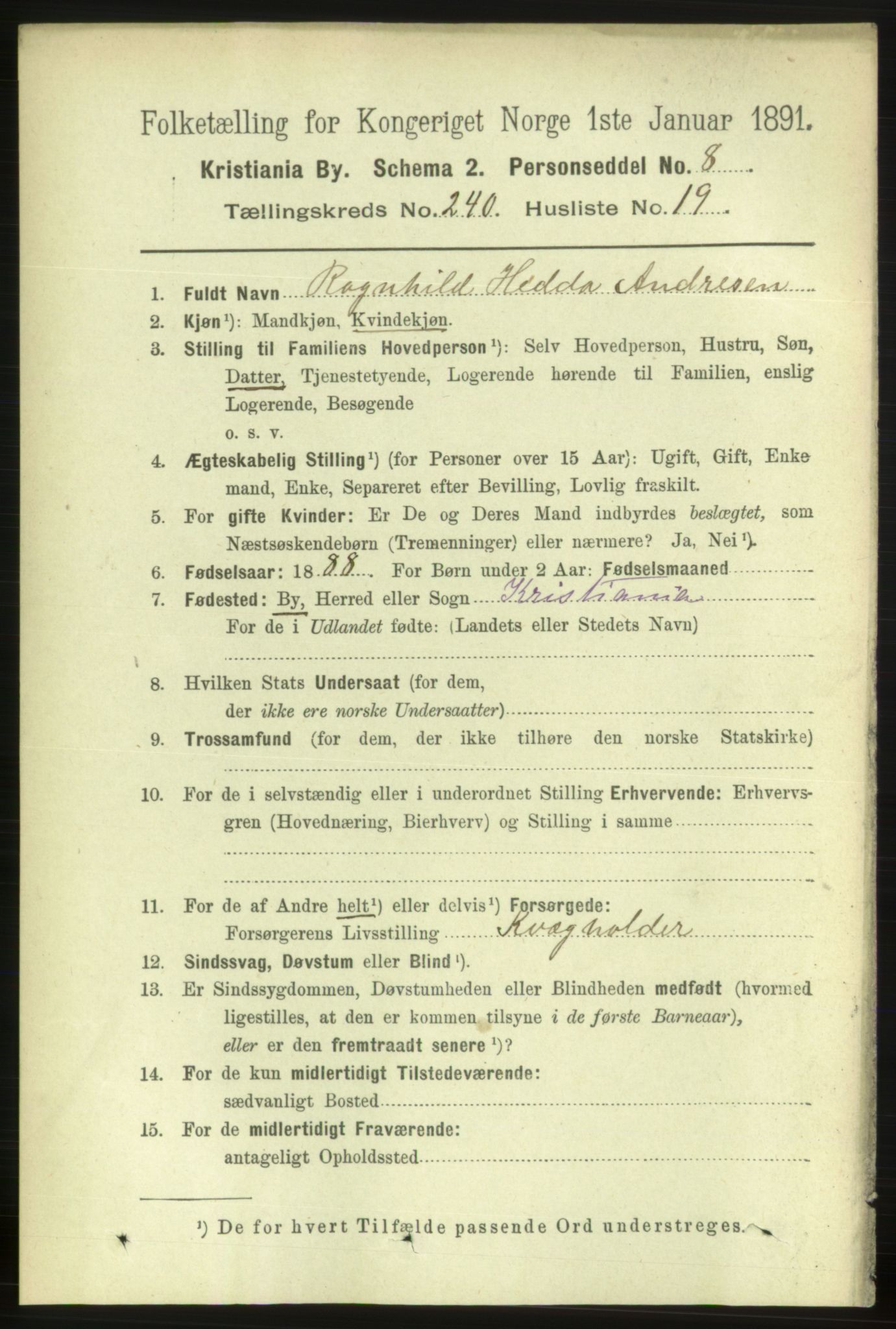 RA, 1891 census for 0301 Kristiania, 1891, p. 146238