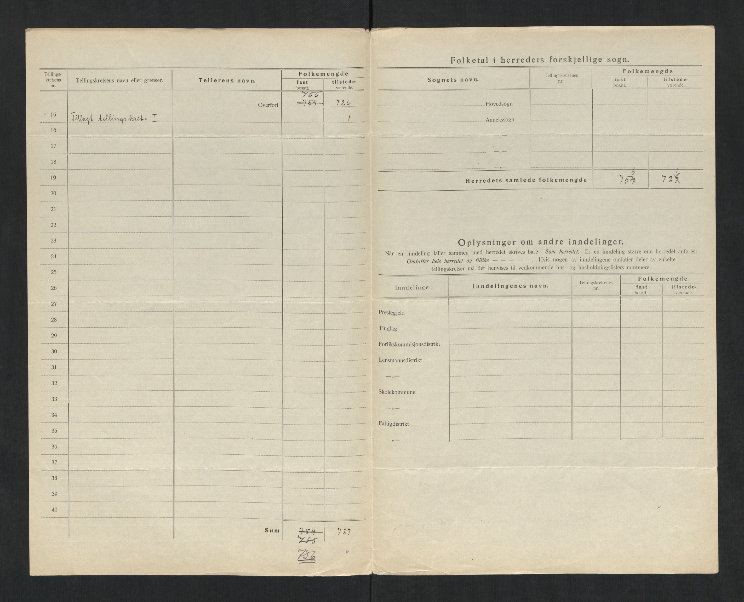 SAT, 1920 census for Mosvik, 1920, p. 13