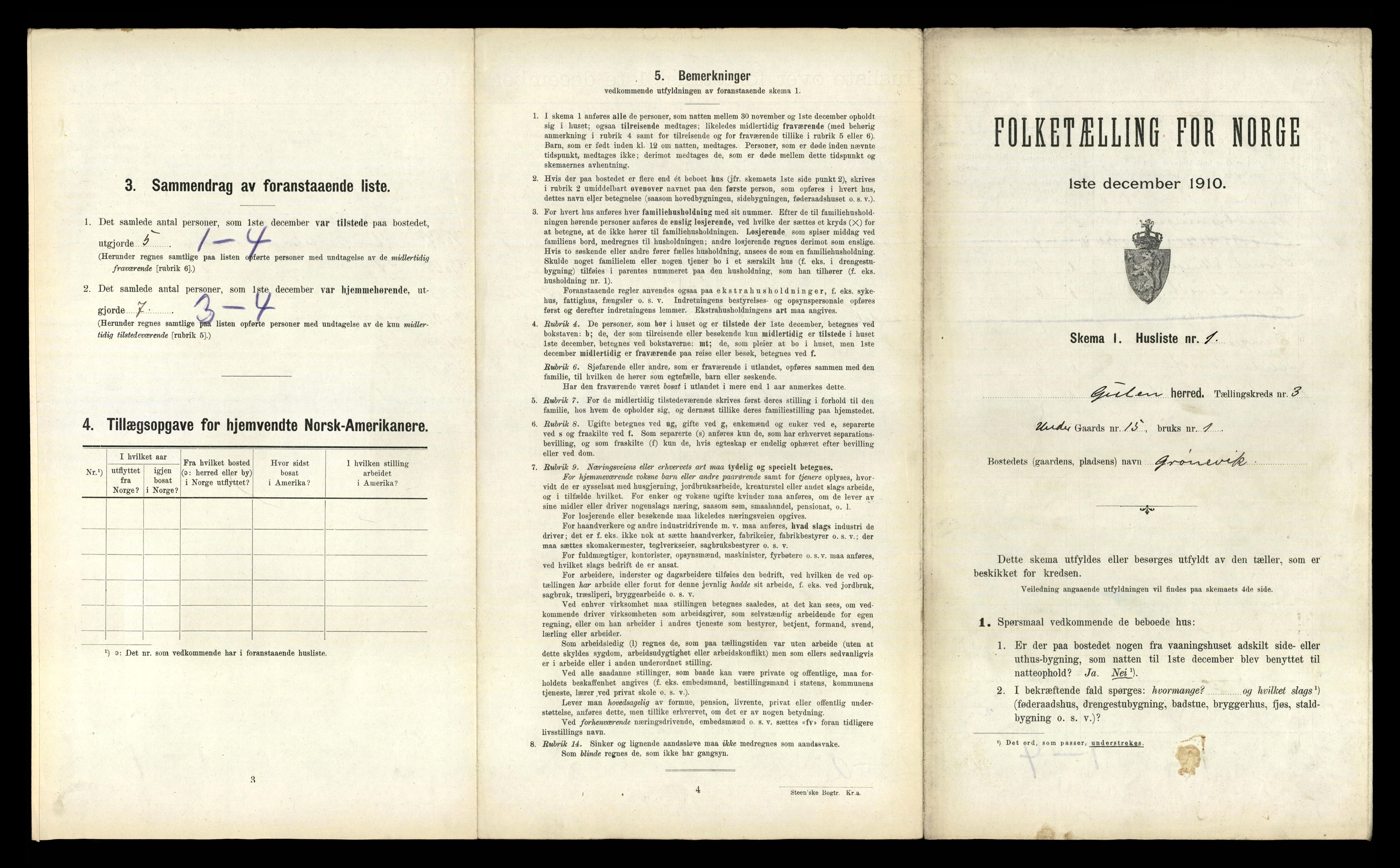 RA, 1910 census for Gulen, 1910, p. 216