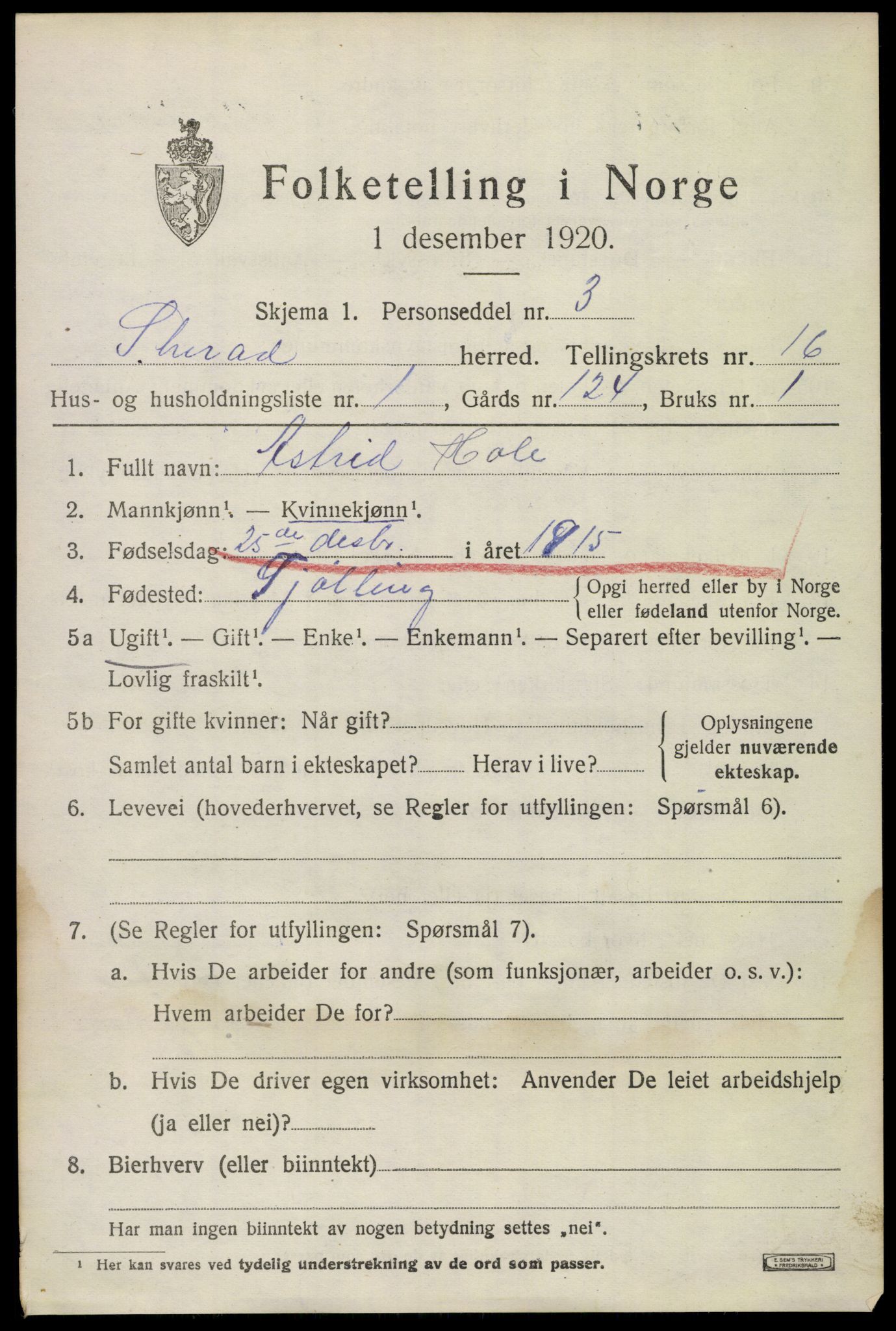 SAKO, 1920 census for Sandeherred, 1920, p. 24790