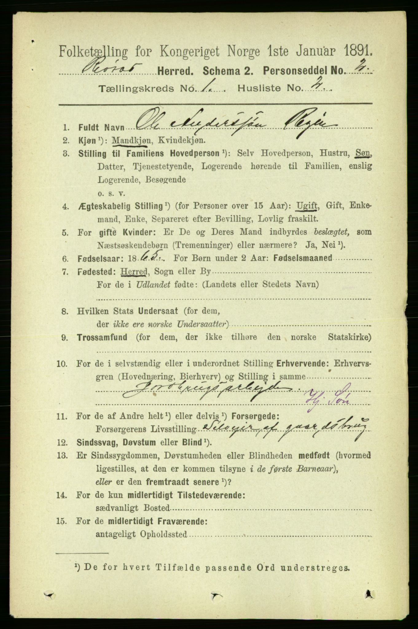 RA, 1891 census for 1640 Røros, 1891, p. 77