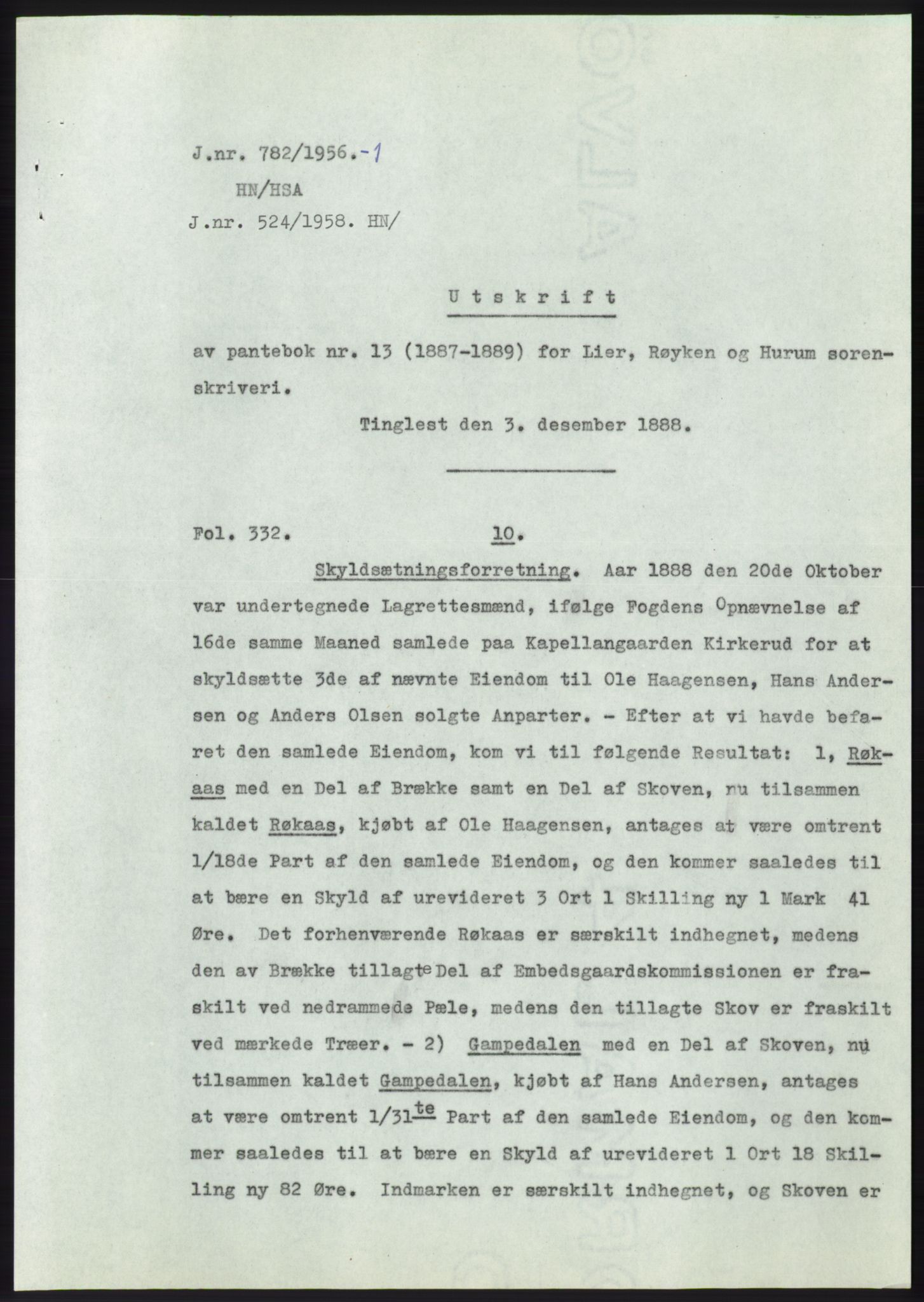 Statsarkivet i Kongsberg, AV/SAKO-A-0001/E/Ee/L0006: Avskrifter, SAO jnr. 401/1956 - 791/1956, 1956, p. 411