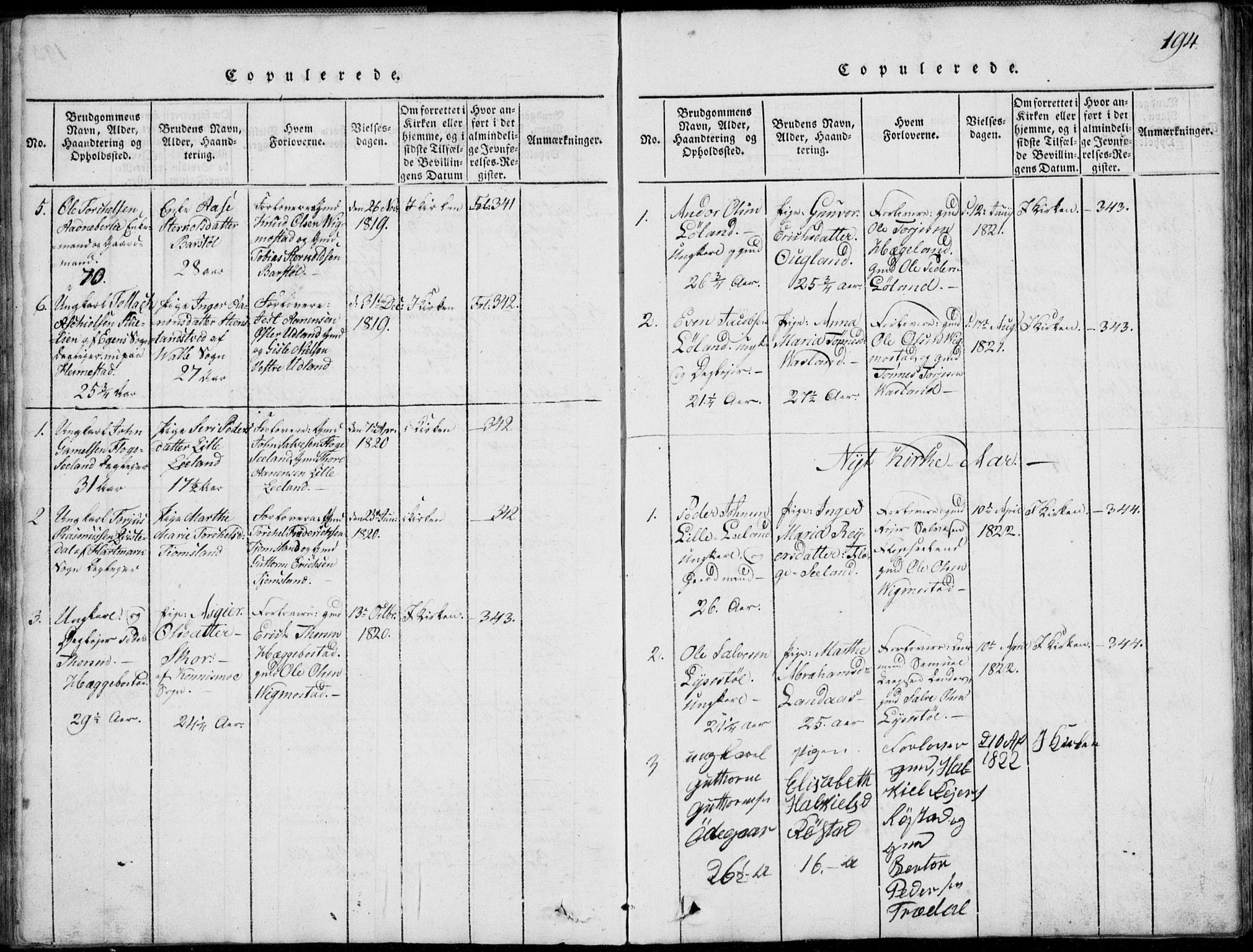 Nord-Audnedal sokneprestkontor, SAK/1111-0032/F/Fb/Fbb/L0001: Parish register (copy) no. B 1, 1816-1858, p. 194