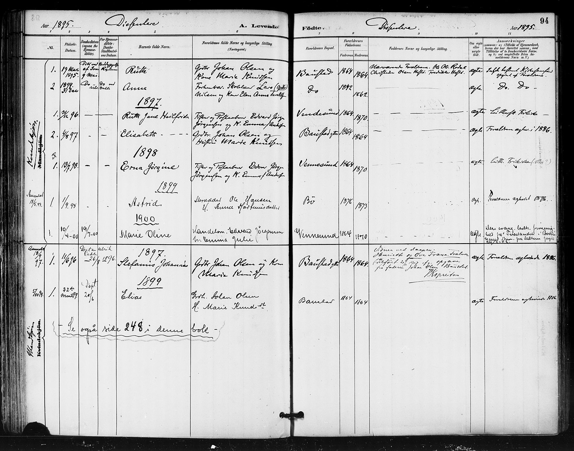 Ministerialprotokoller, klokkerbøker og fødselsregistre - Nordland, SAT/A-1459/812/L0178: Parish register (official) no. 812A07, 1886-1900, p. 94