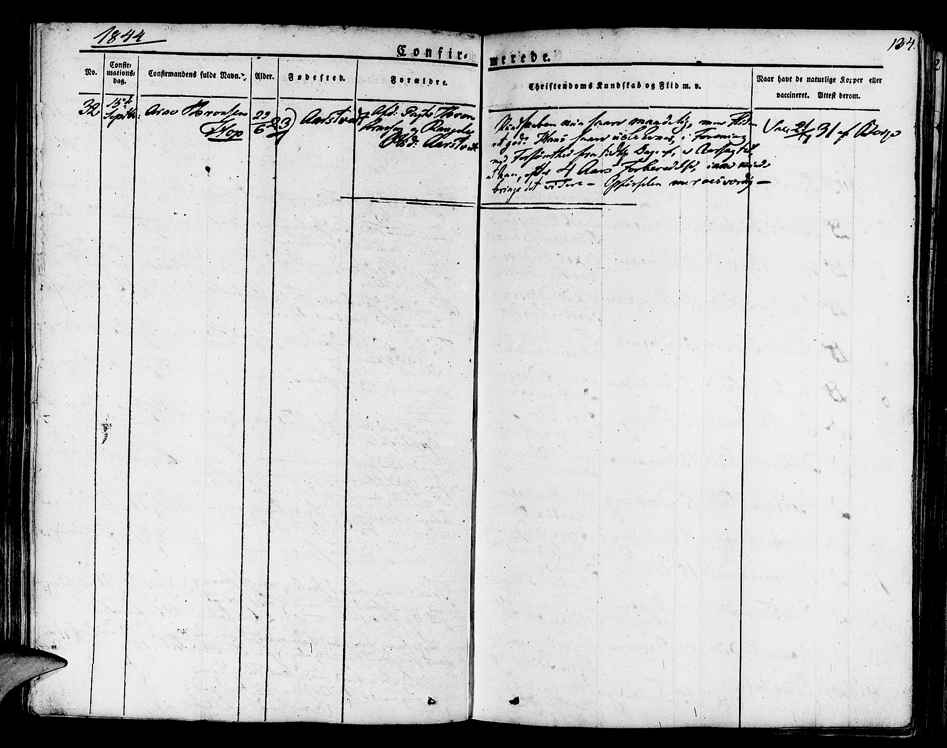 Askøy Sokneprestembete, SAB/A-74101/H/Ha/Haa/Haaa/L0004: Parish register (official) no. A 4, 1825-1845, p. 134