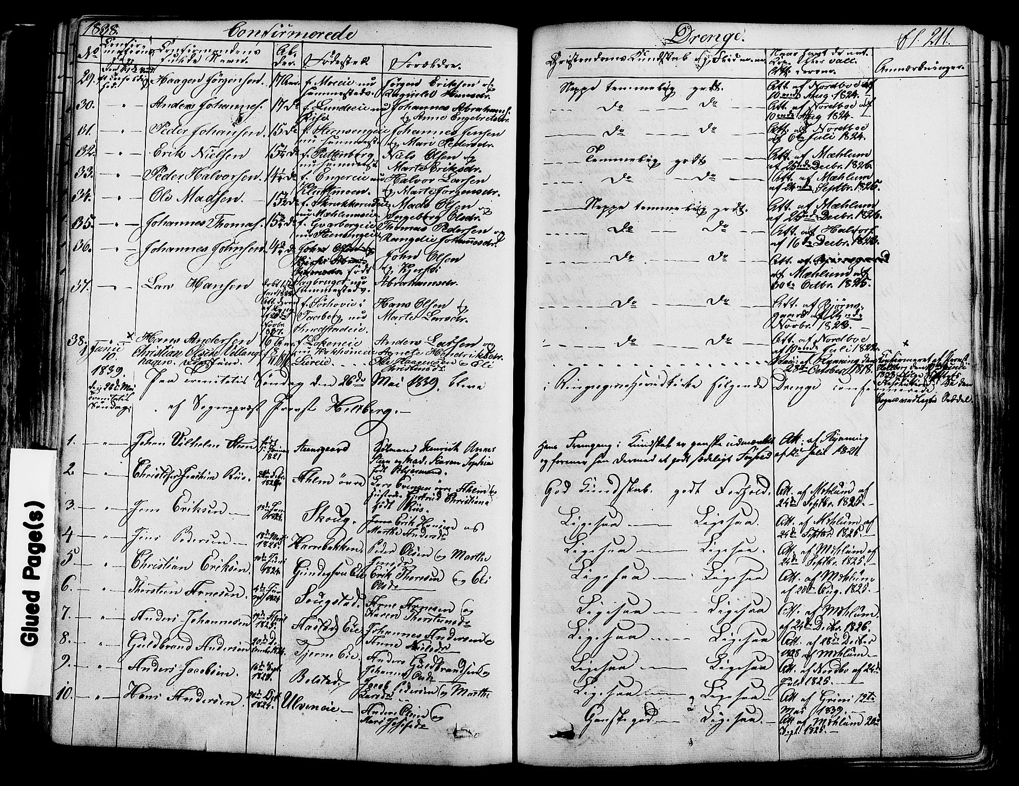 Ringsaker prestekontor, SAH/PREST-014/K/Ka/L0008: Parish register (official) no. 8, 1837-1850, p. 211