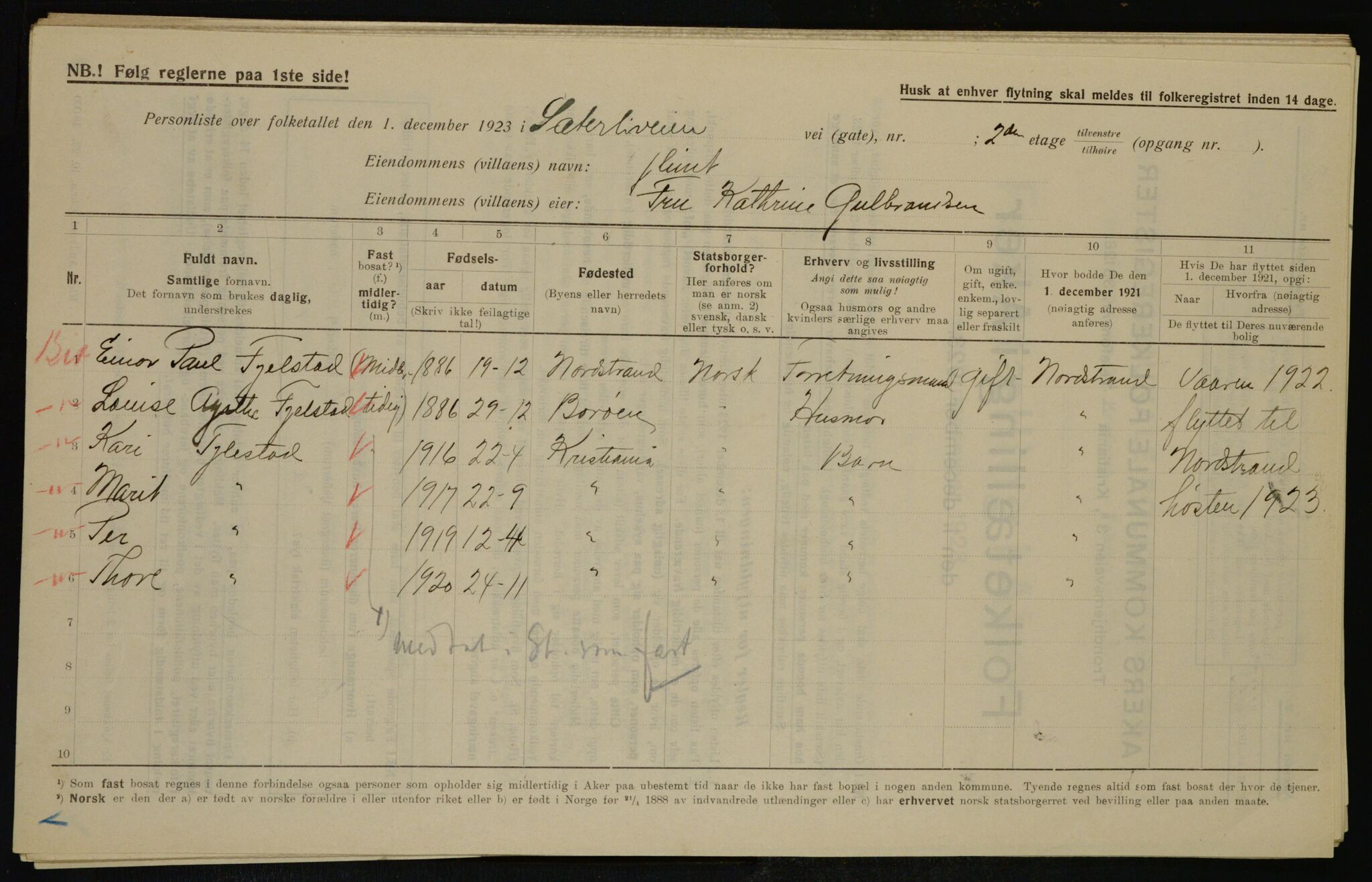 , Municipal Census 1923 for Aker, 1923, p. 46226