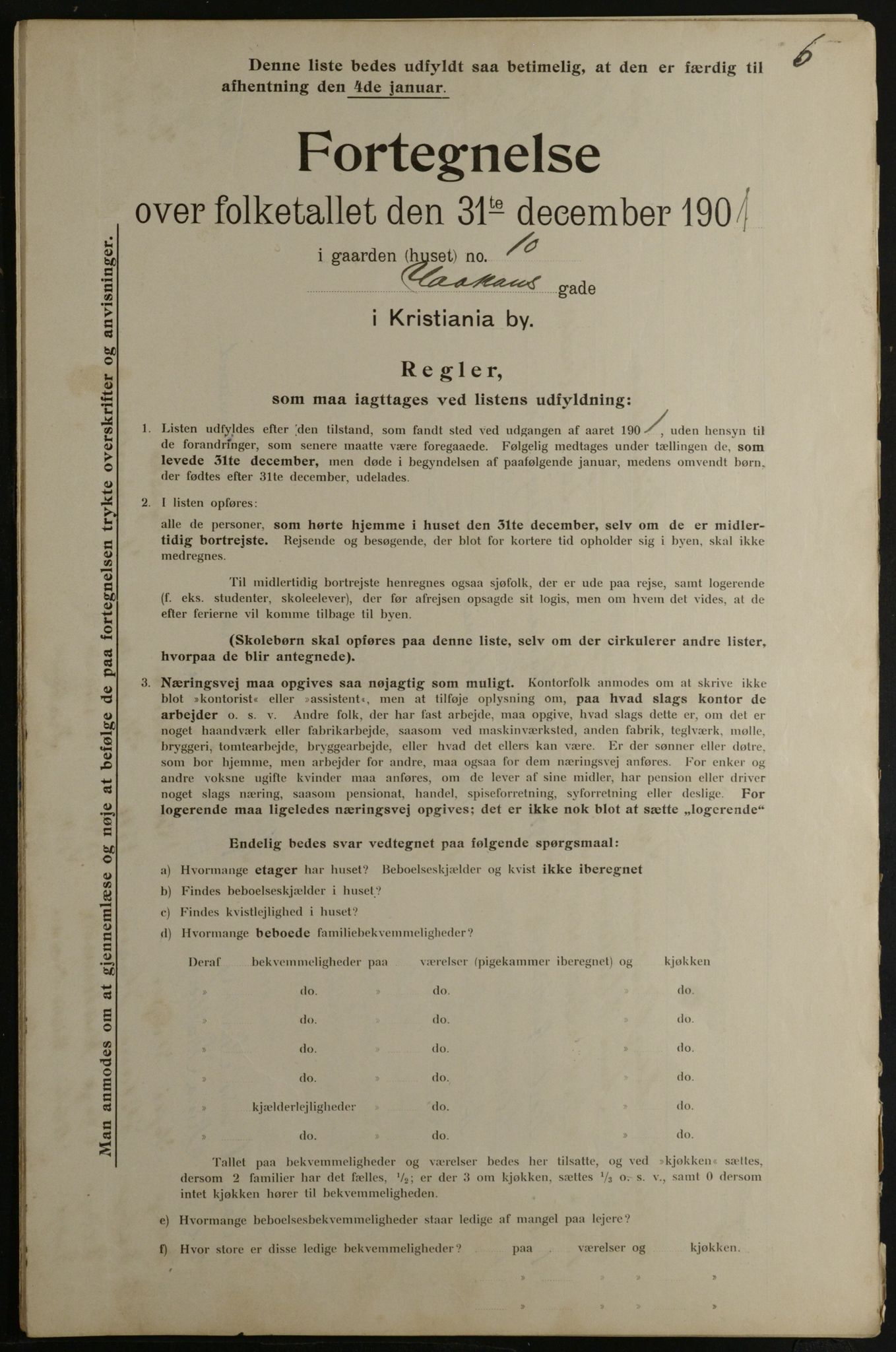 OBA, Municipal Census 1901 for Kristiania, 1901, p. 6743