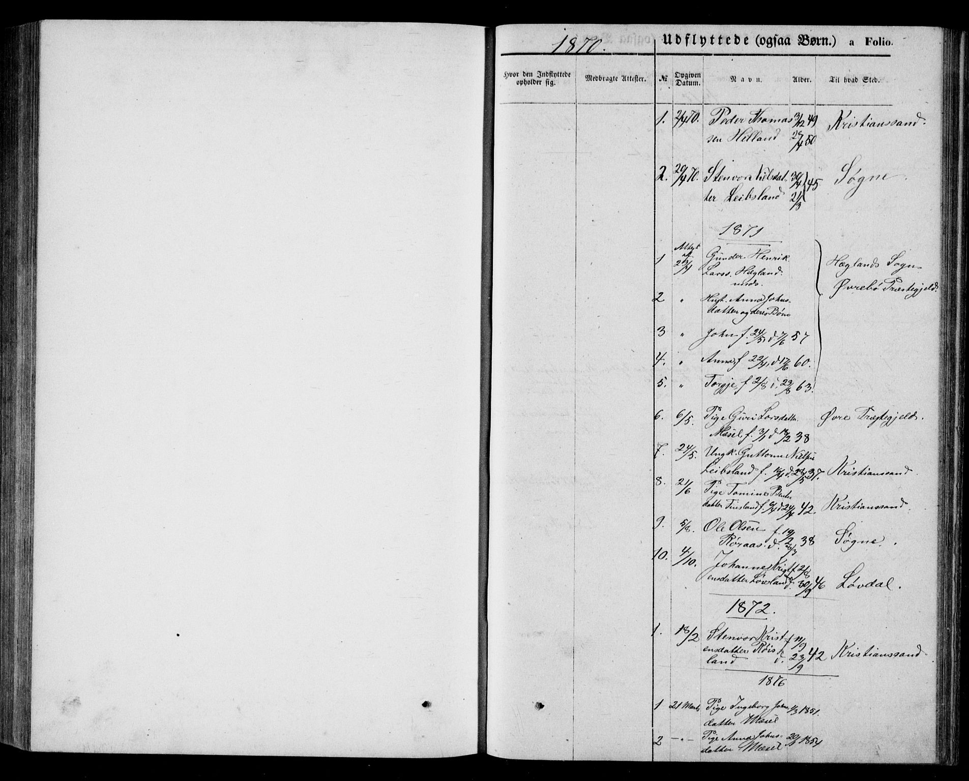 Bjelland sokneprestkontor, AV/SAK-1111-0005/F/Fb/Fbb/L0004: Parish register (copy) no. B 4, 1867-1887, p. 289