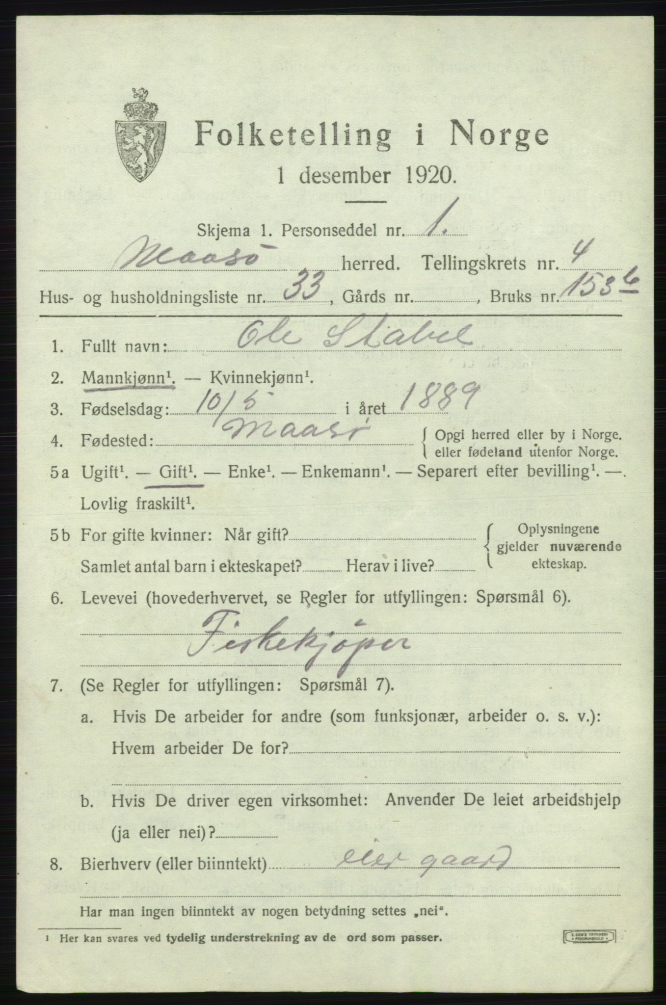 SATØ, 1920 census for Måsøy, 1920, p. 2194