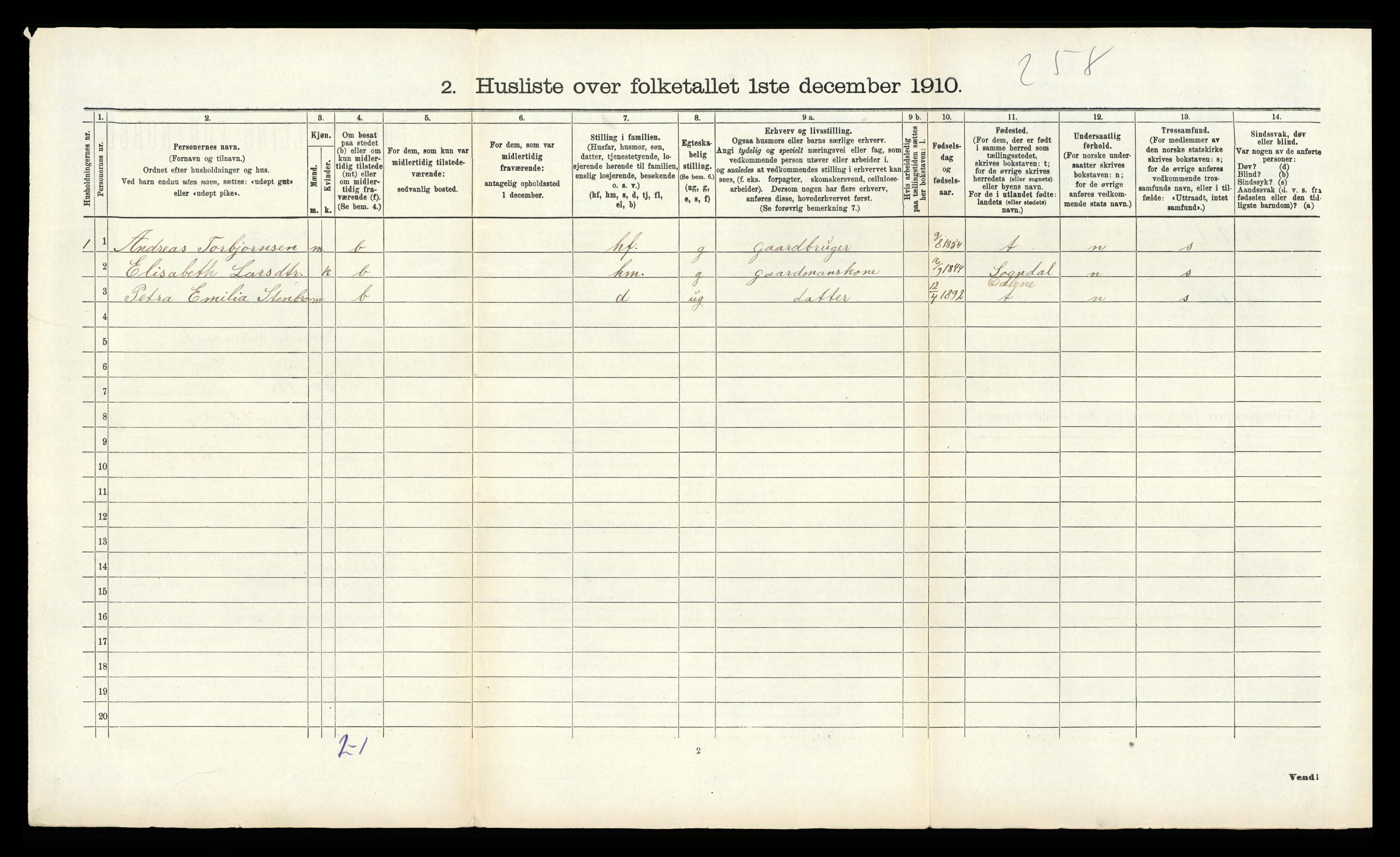 RA, 1910 census for Skjold, 1910, p. 135